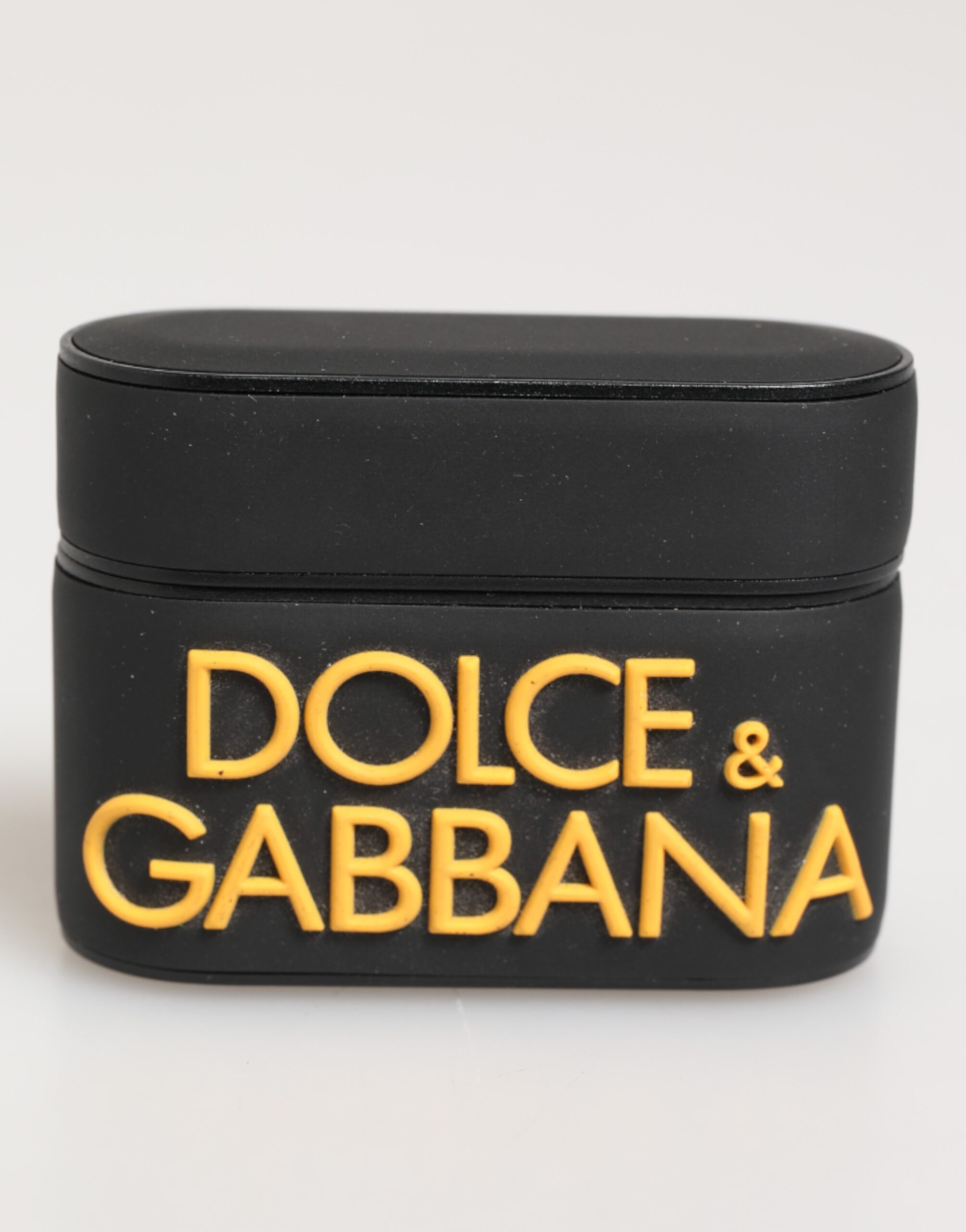 Dolce & Gabbana Black Yellow Rubber Logo Embossed Accessory Airpods Case - Image 2