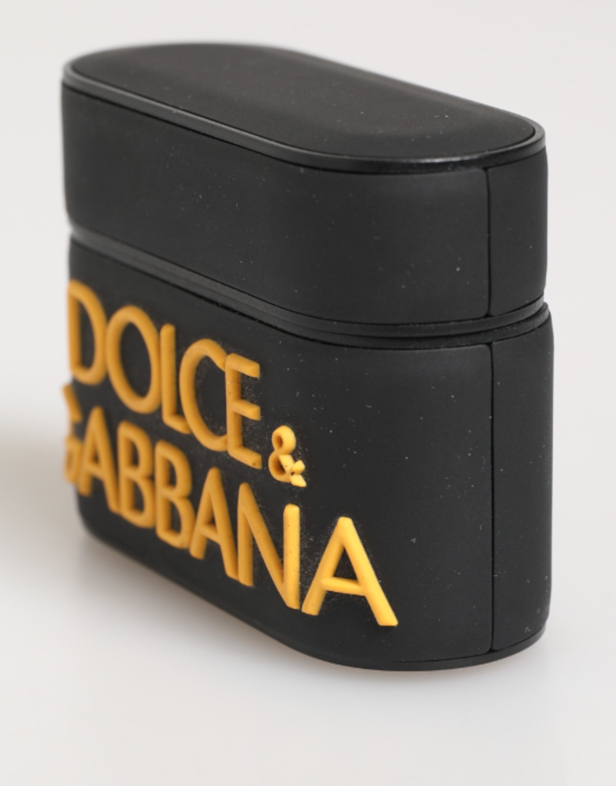 Dolce & Gabbana Black Yellow Rubber Logo Embossed Accessory Airpods Case - Image 3