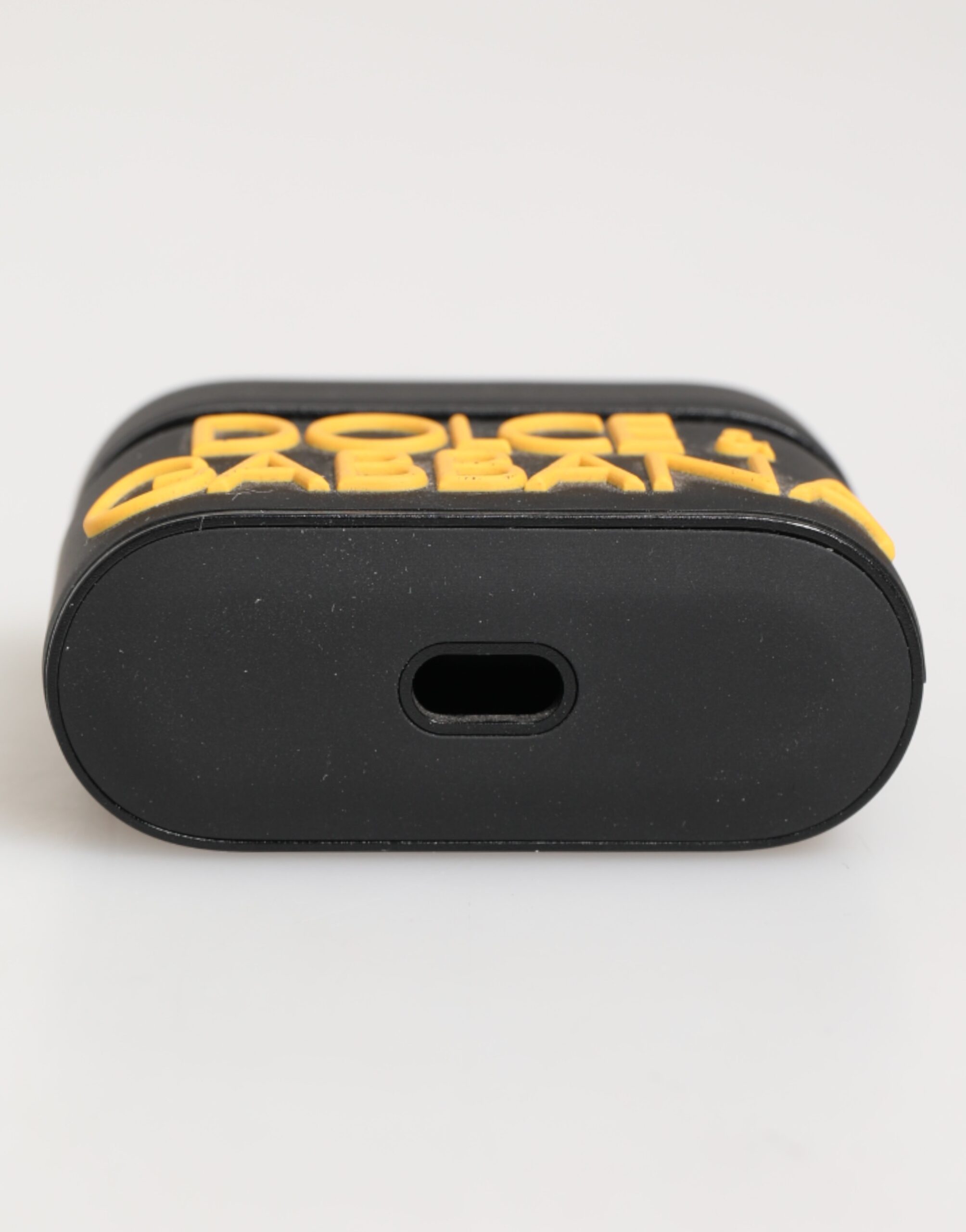 Dolce & Gabbana Black Yellow Rubber Logo Embossed Accessory Airpods Case - Image 5
