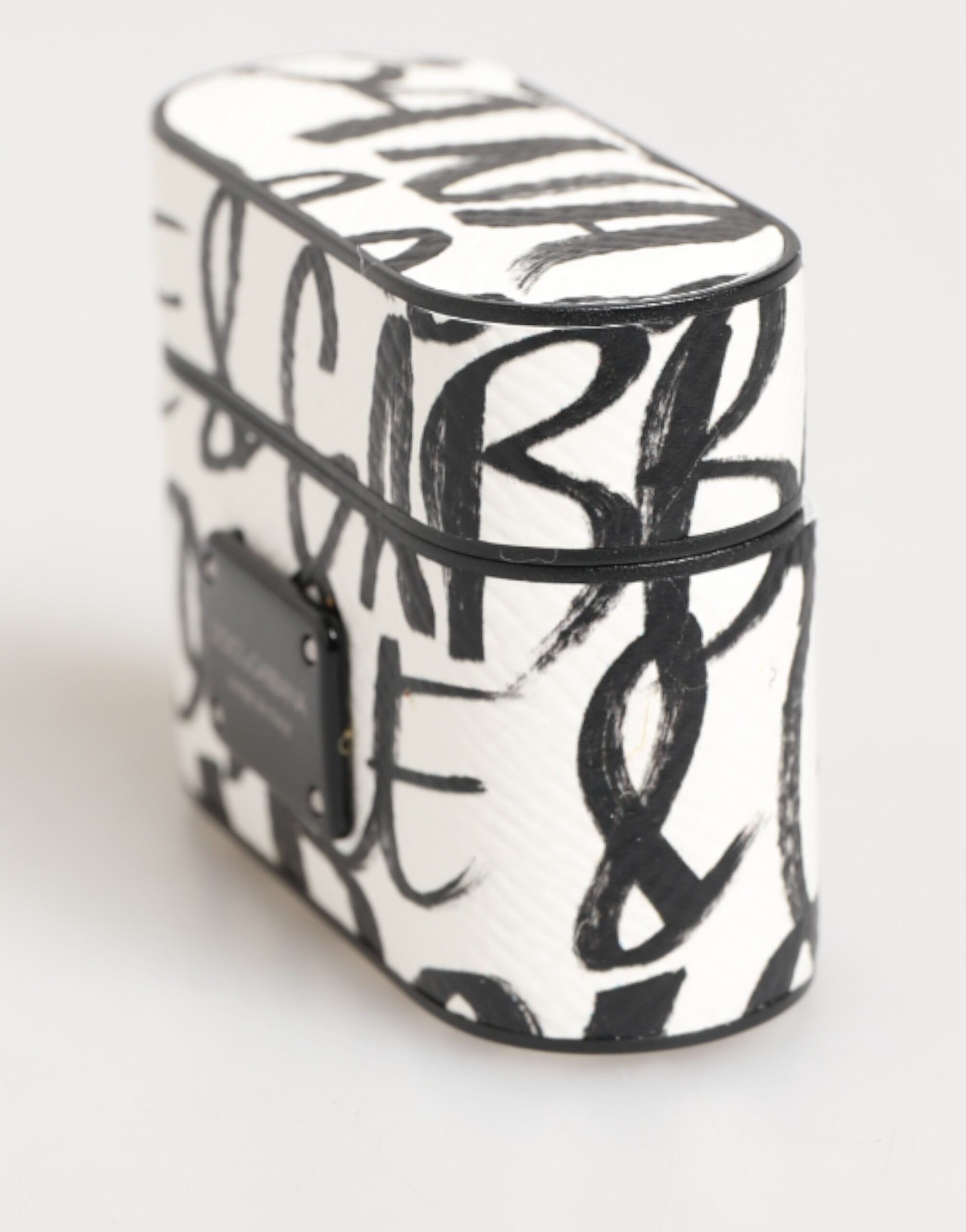 Dolce & Gabbana Black White Leather Monogram Print Logo Holder Airpods Case - Image 4