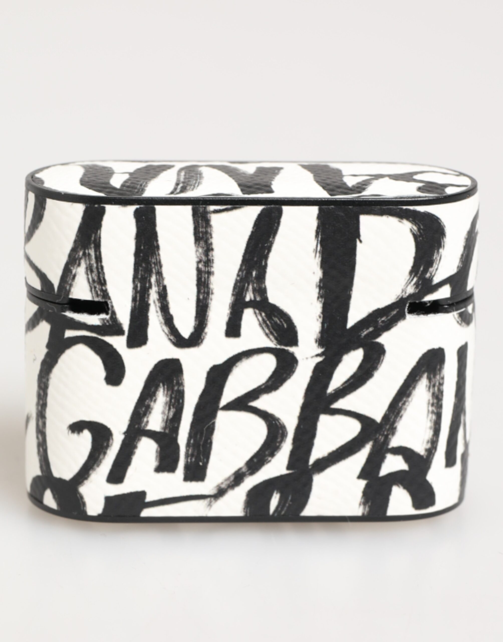 Dolce & Gabbana Black White Leather Monogram Print Logo Holder Airpods Case - Image 5