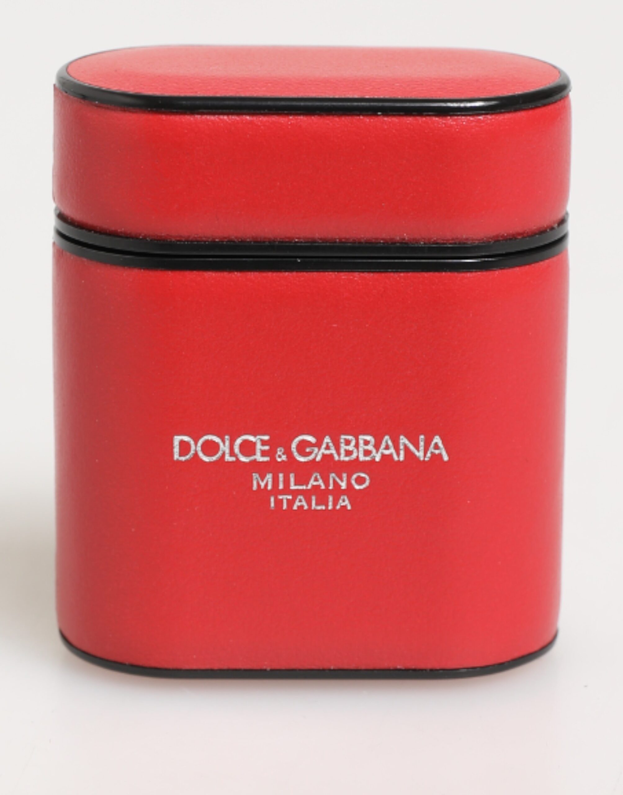 Dolce & Gabbana Red White Calfskin Leather Logo Flip Holder Airpods Case - Image 2