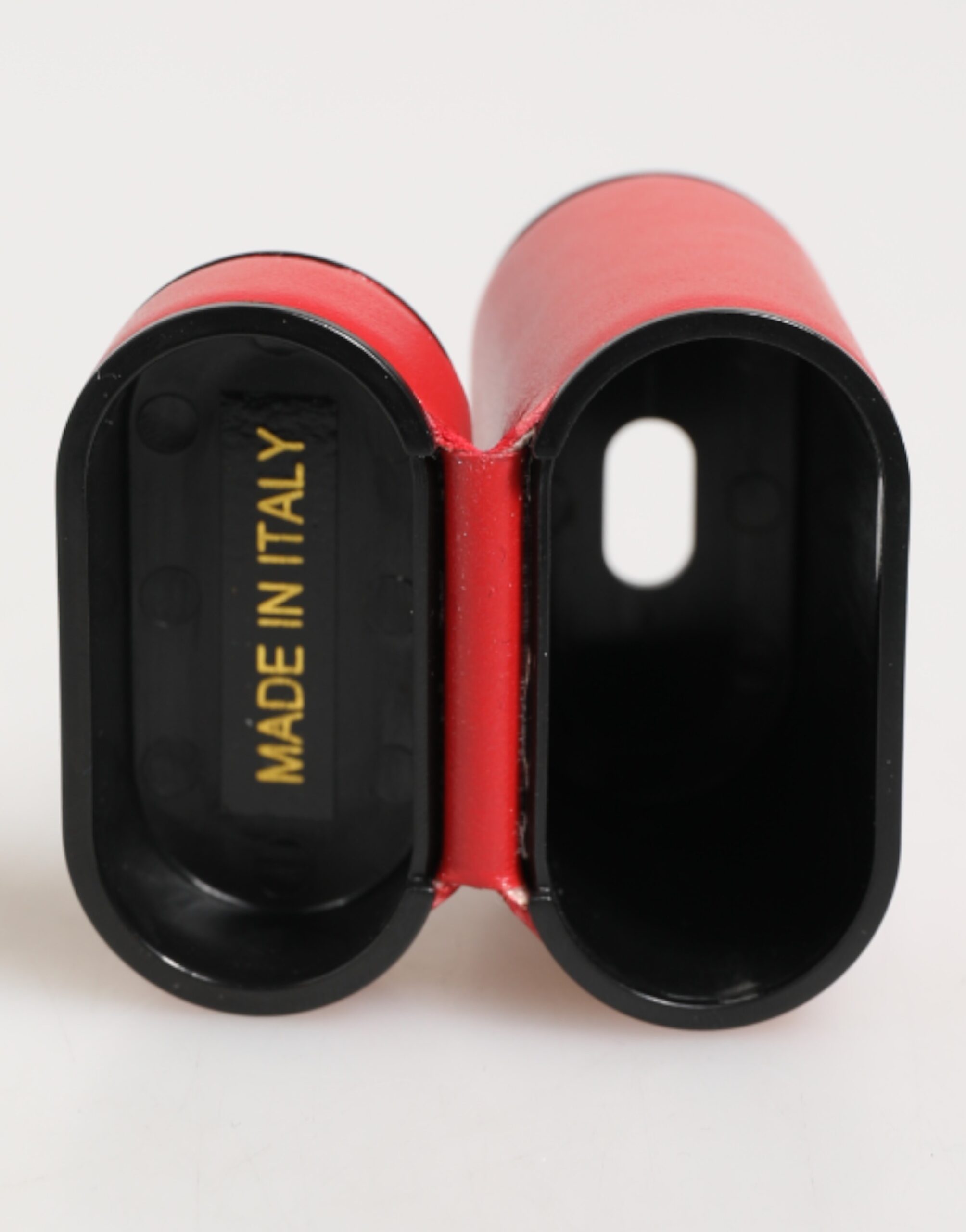 Dolce & Gabbana Red White Calfskin Leather Logo Flip Holder Airpods Case - Image 6