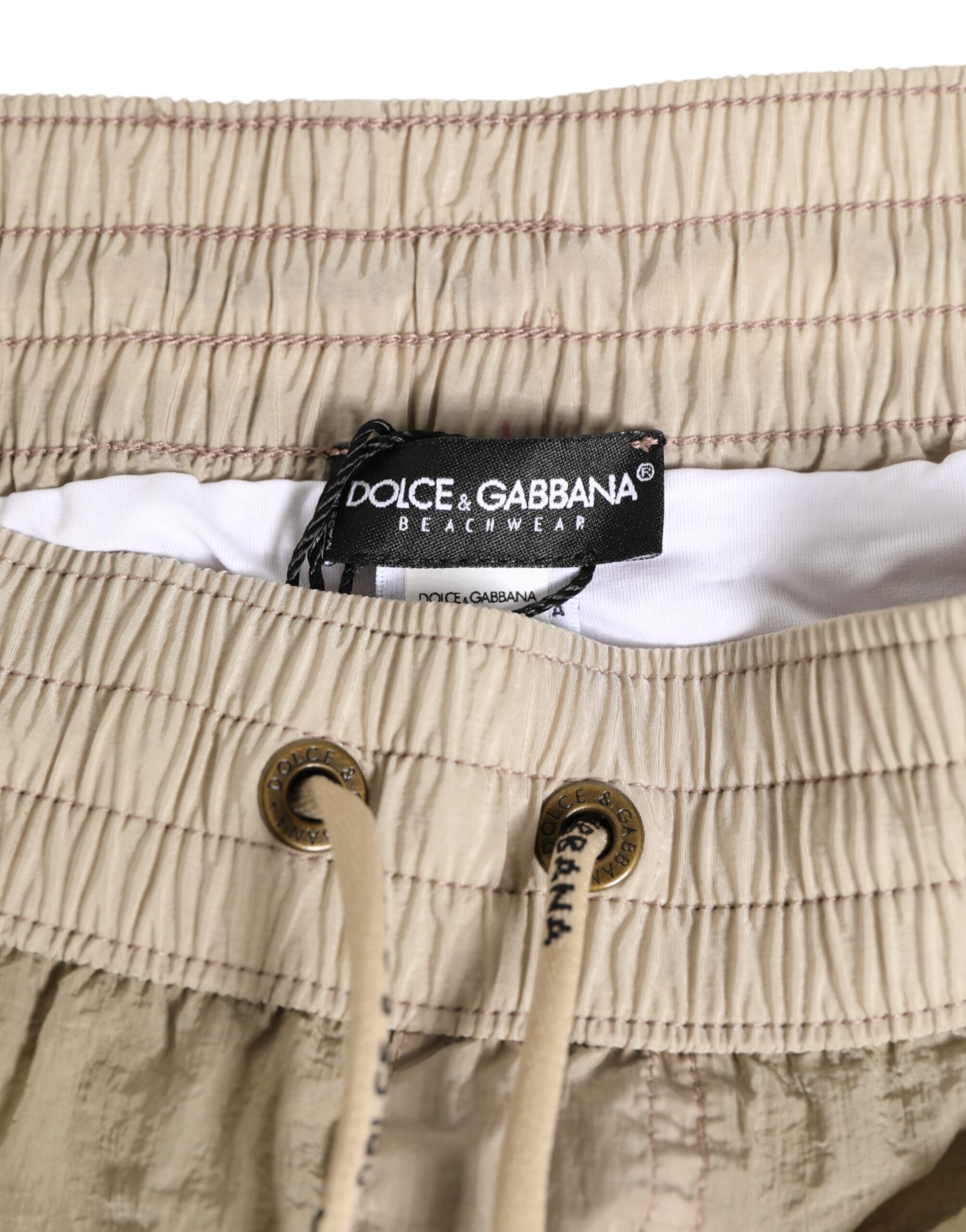 Dolce & Gabbana Beige Nylon Beachwear Men Boxer Short Swimwear - Image 3