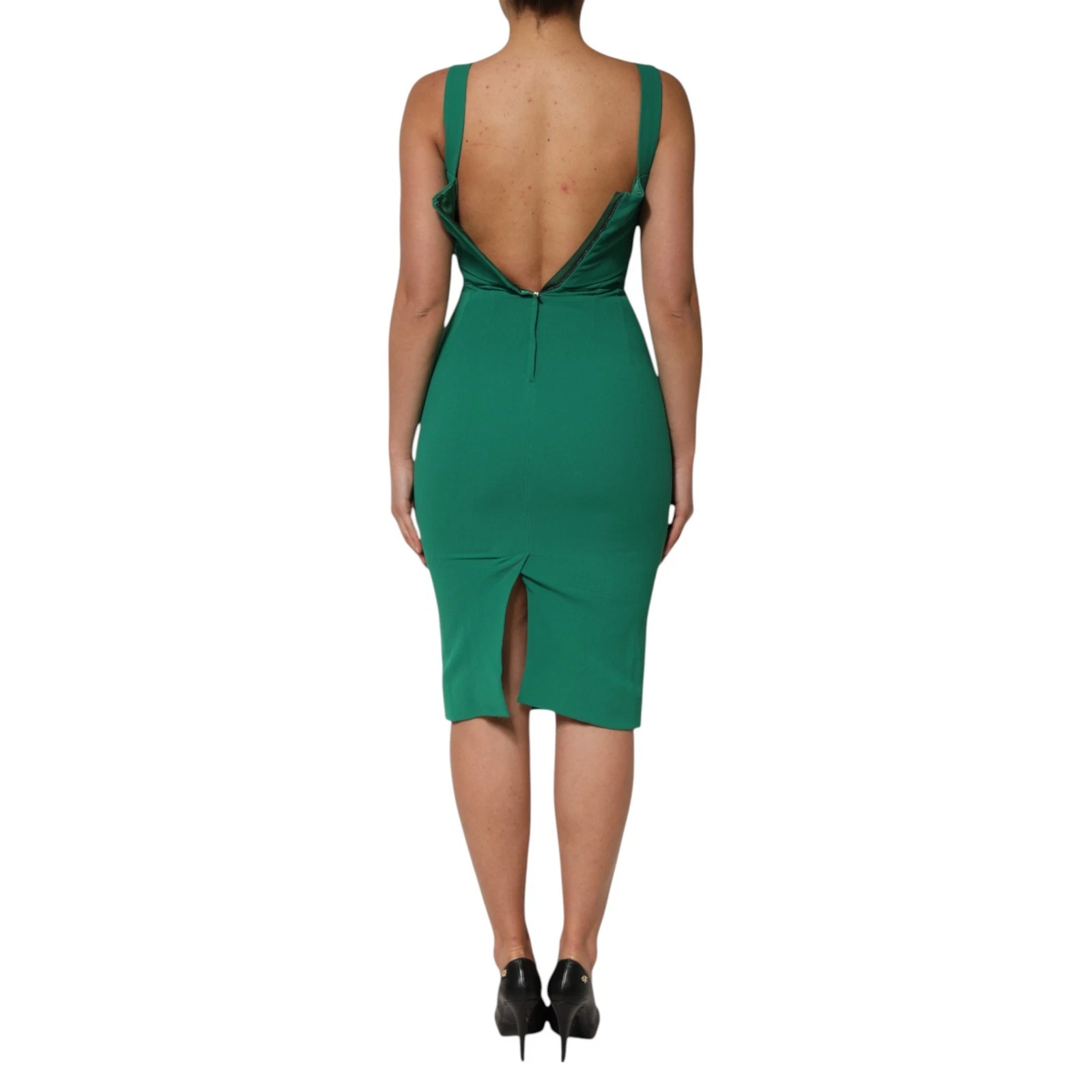 Dolce & Gabbana Dark Green Sleeveless Rayon Bodycon Dress - Image 4