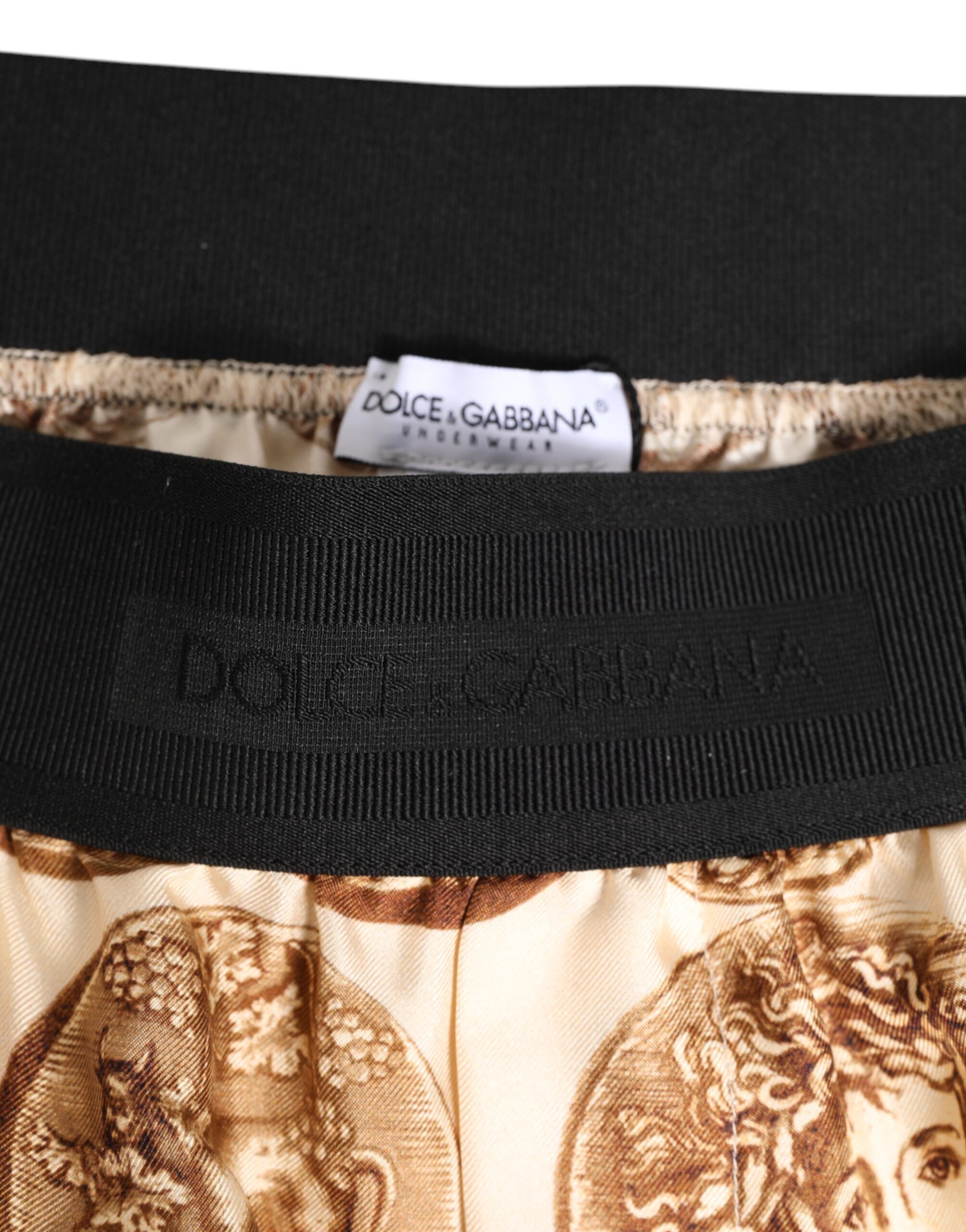 Dolce & Gabbana Brown Ancient Coin Print Silk Shorts Swimwear - Image 4