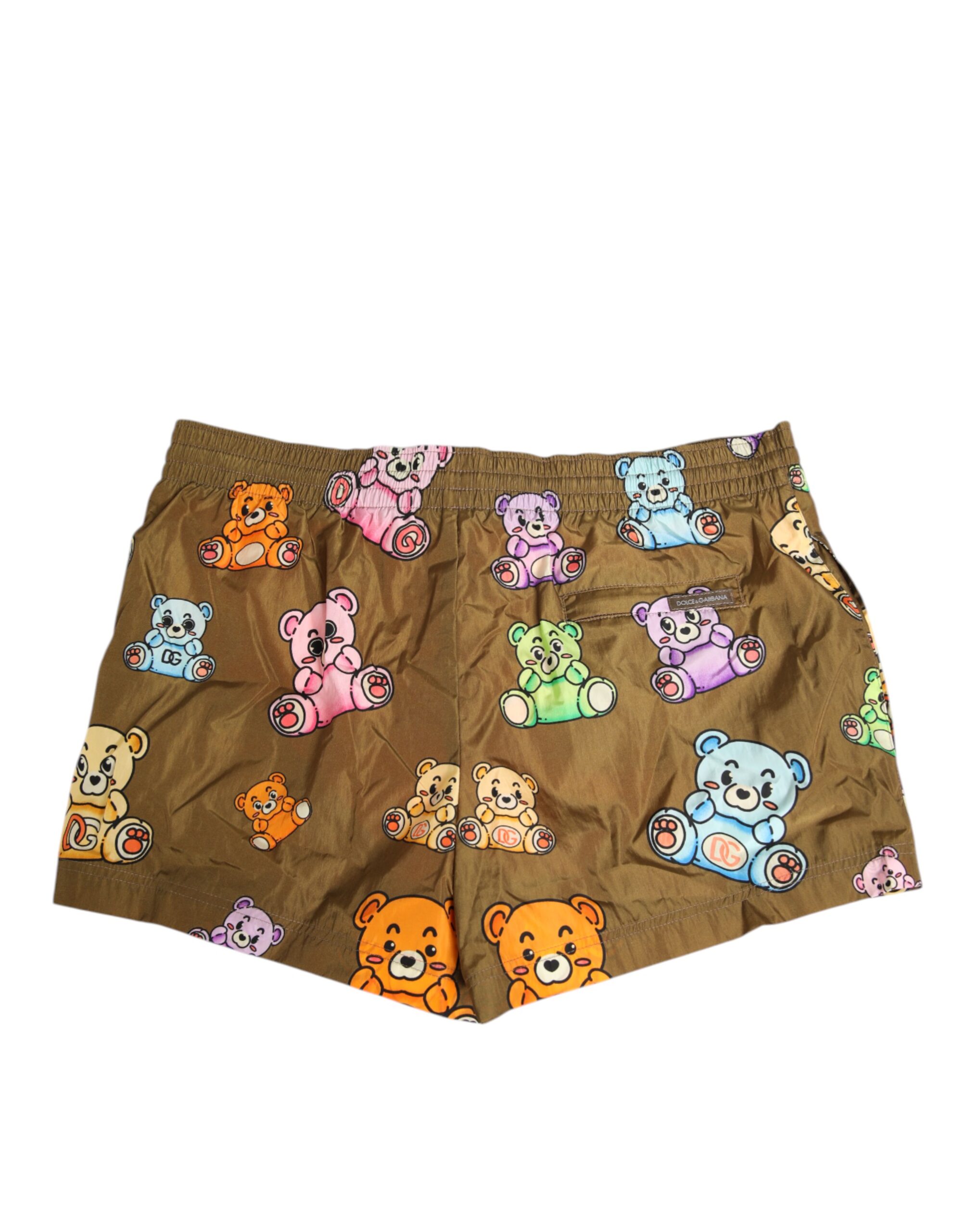 Dolce & Gabbana Brown Multicolor Teddy Bear Men Shorts Swimwear - Image 5