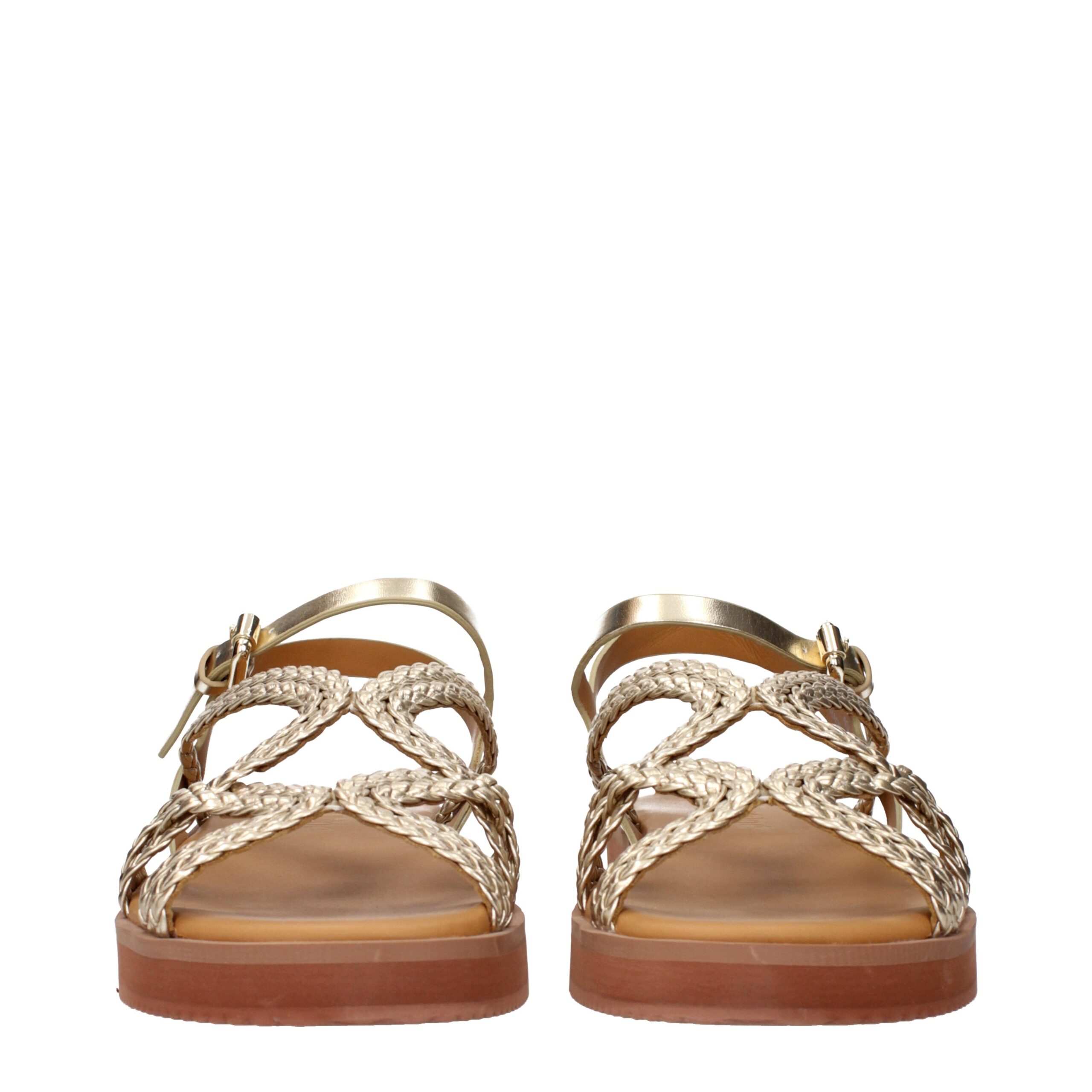 See By ChloƩ Gold Polyethylene Flat Sandals - Image 3