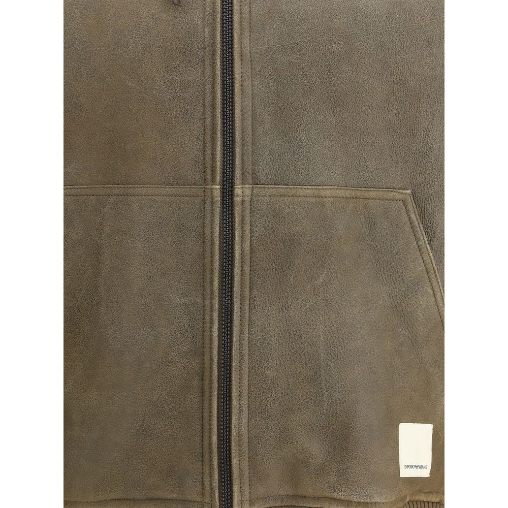 Emporio Armani Brown Lamb Ovis Aries Aries Bomber - Image 3