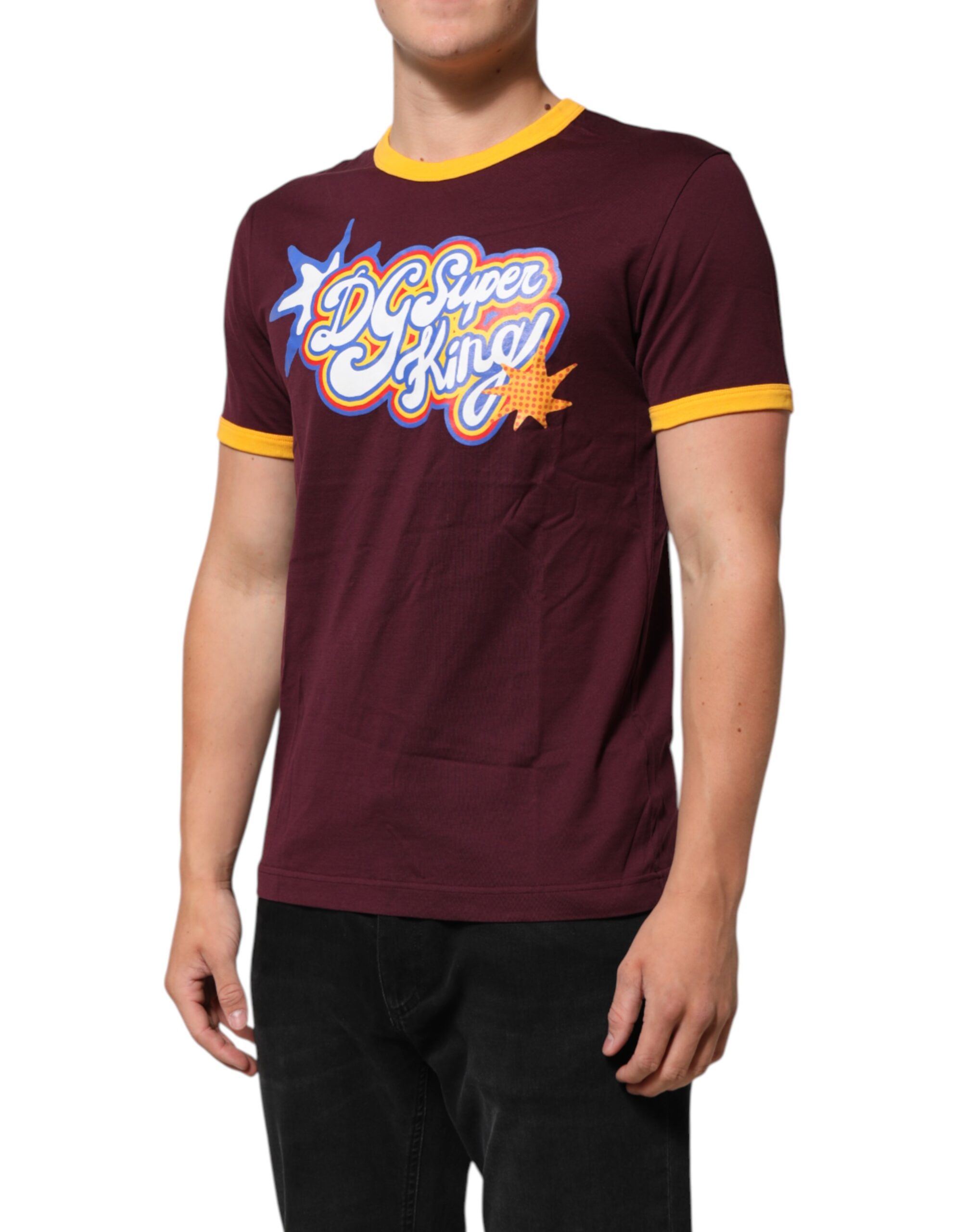 Dolce & Gabbana Burgundy Cotton DG Super King Logo T-Shirt - Image 3