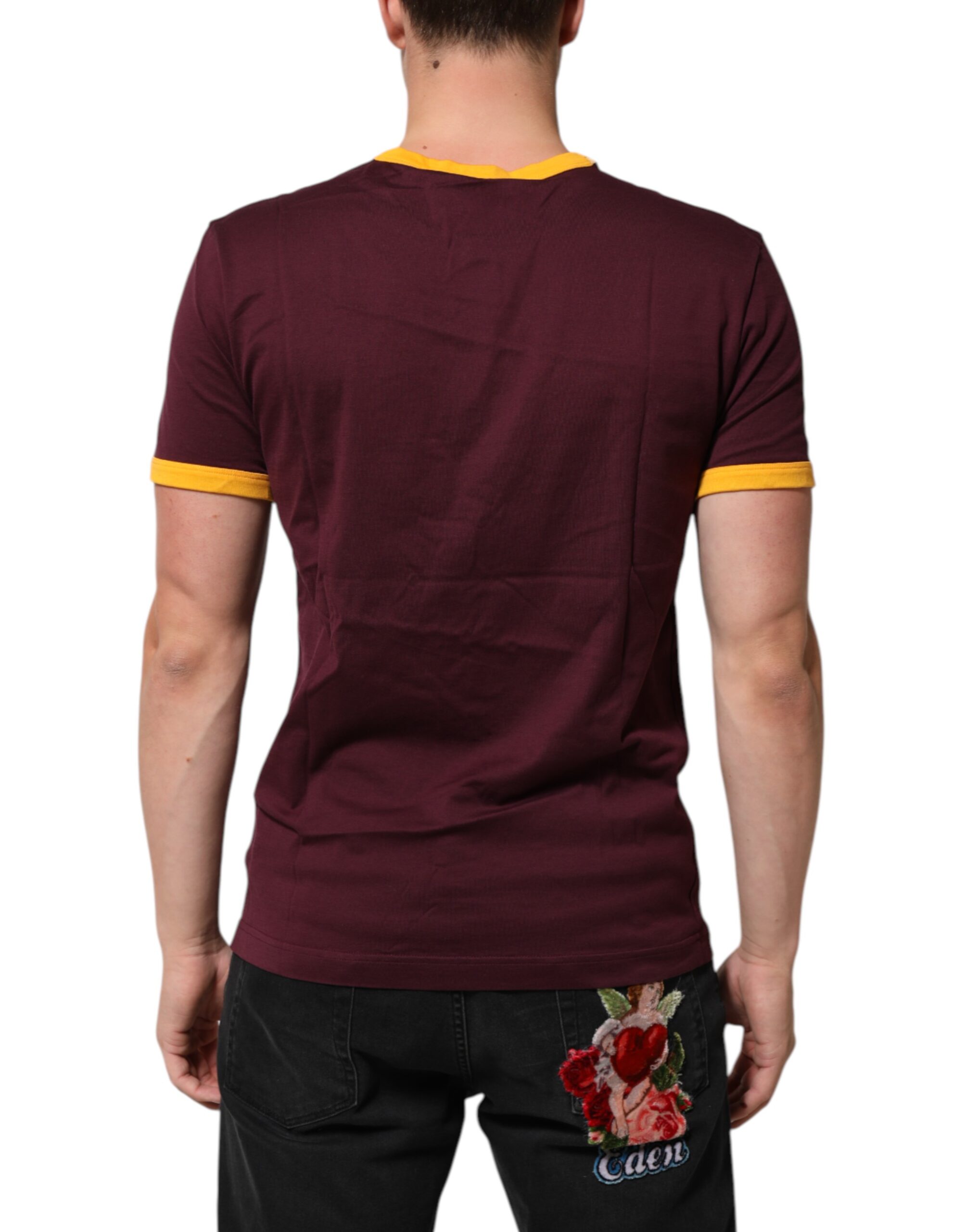 Dolce & Gabbana Burgundy Cotton DG Super King Logo T-Shirt - Image 4