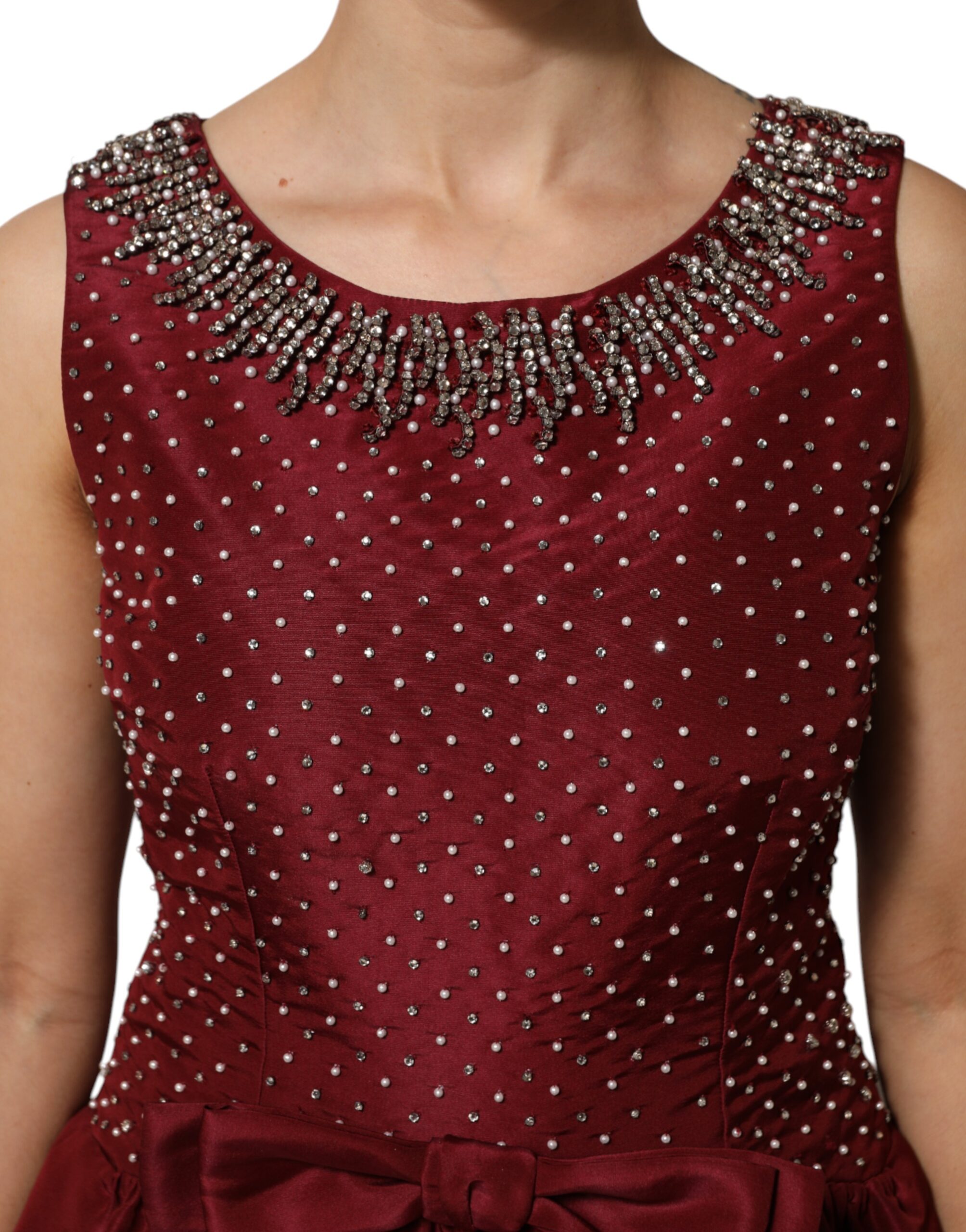 Dolce & Gabbana Burgundy Silk Beaded Evening Gown Dress - Image 5