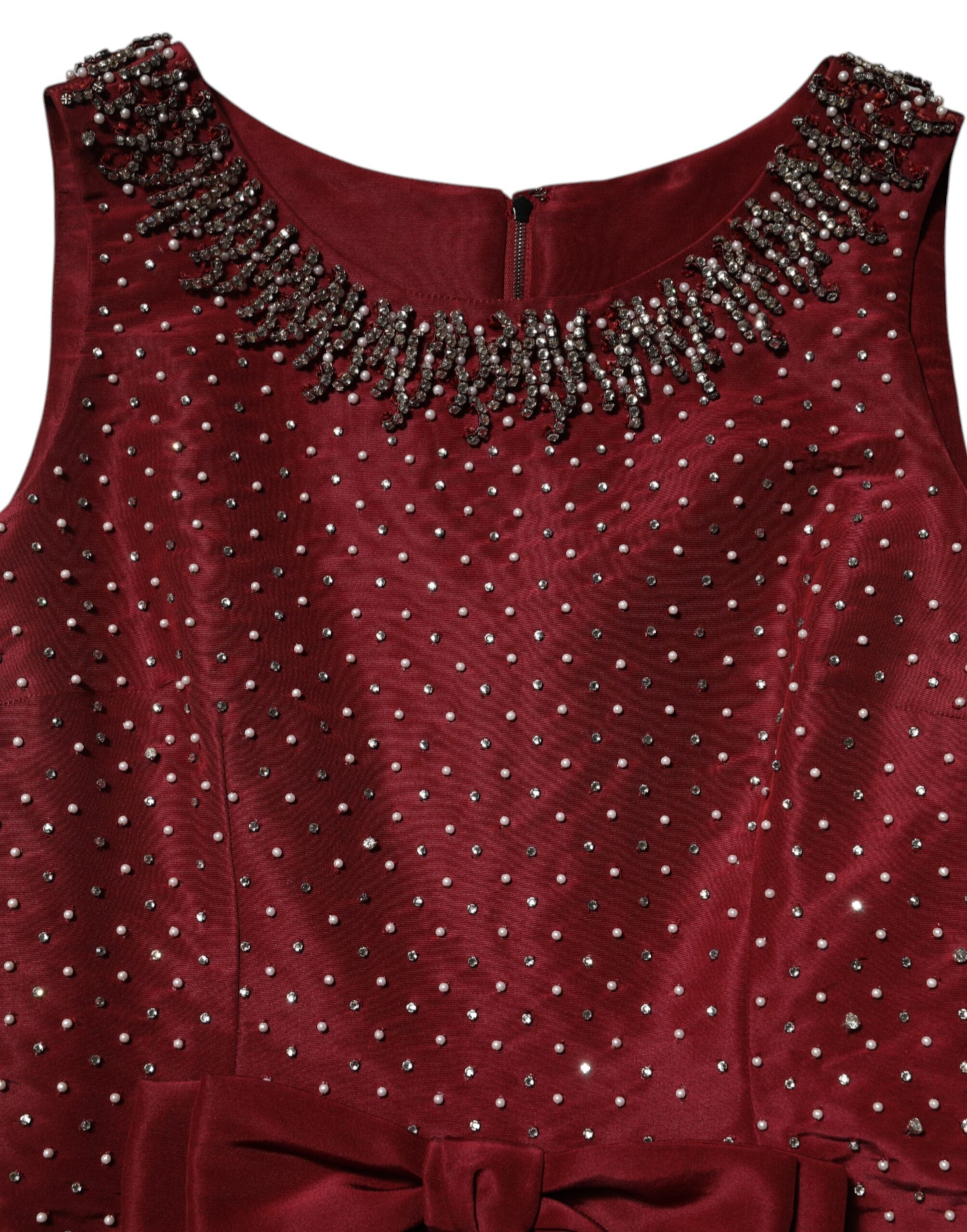 Dolce & Gabbana Burgundy Silk Beaded Evening Gown Dress - Image 7