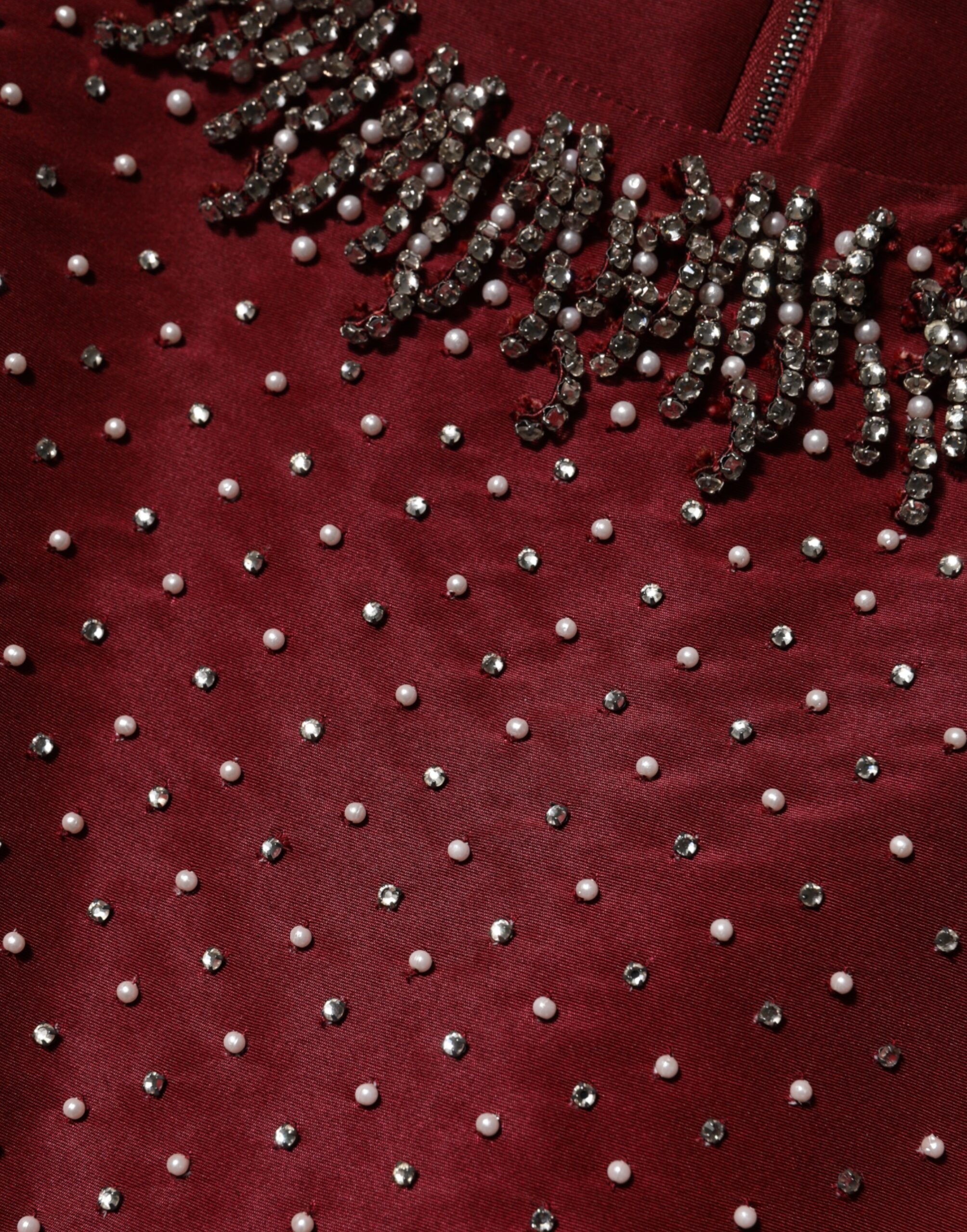 Dolce & Gabbana Burgundy Silk Beaded Evening Gown Dress - Image 8