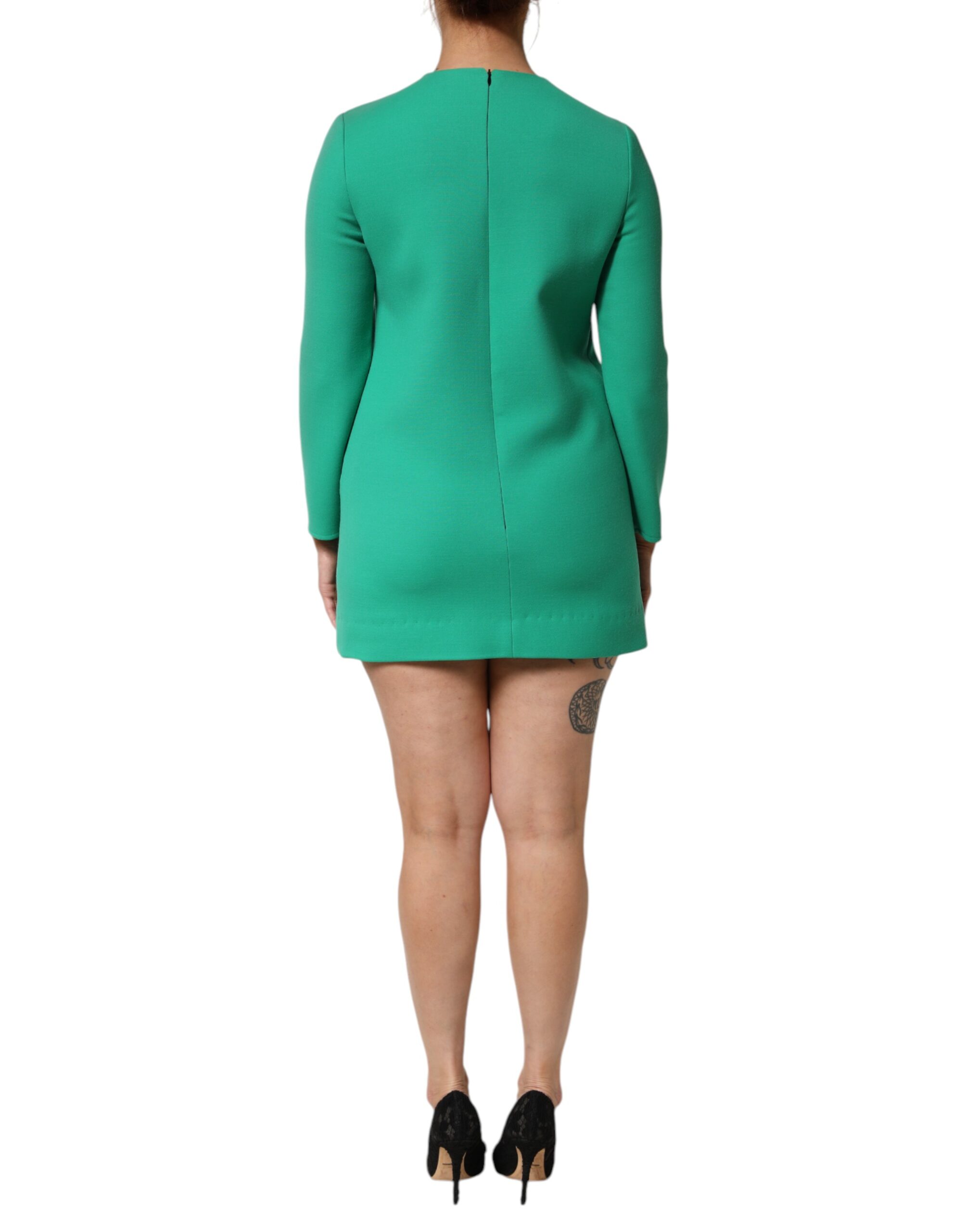 Dolce & Gabbana Green Viscose Acetate Mini Long Sleeve Dress - Image 4