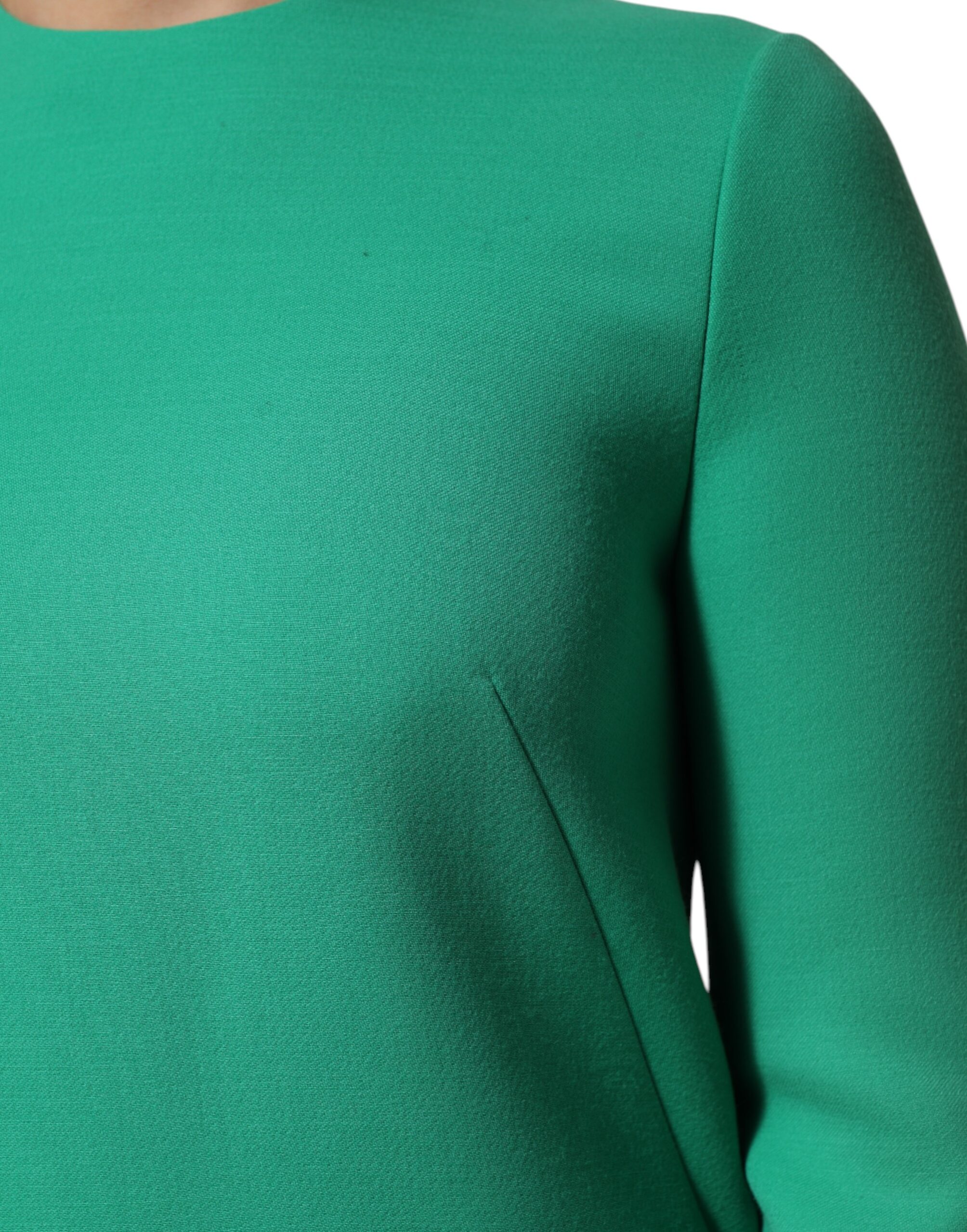 Dolce & Gabbana Green Viscose Acetate Mini Long Sleeve Dress - Image 6