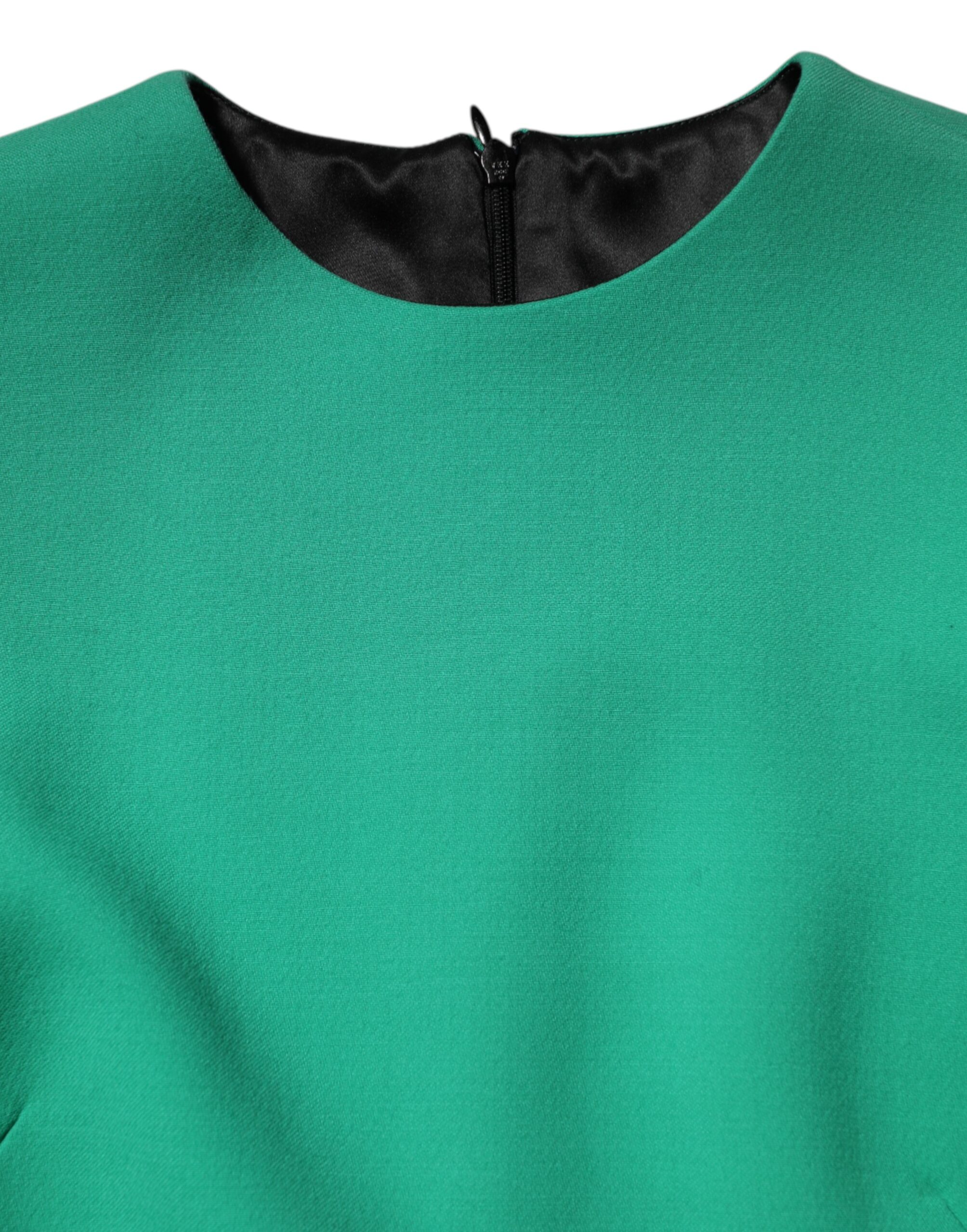 Dolce & Gabbana Green Viscose Acetate Mini Long Sleeve Dress - Image 8