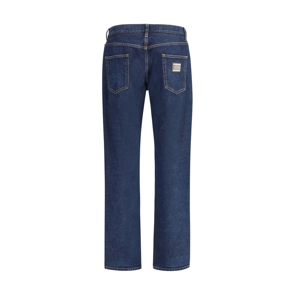 Dolce & Gabbana Blue Cotton Straight-Leg Jeans - Image 2