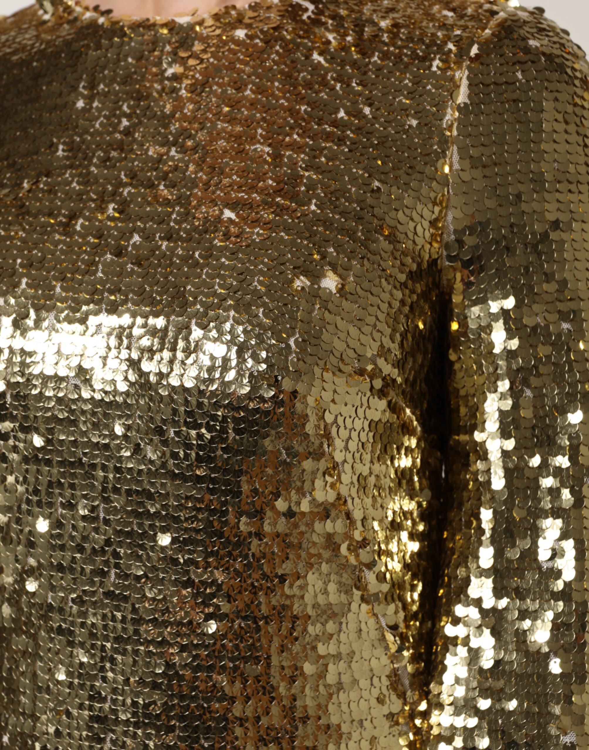 Dolce & Gabbana Gold Sequin Long Sleeve Mini Dress - Image 6