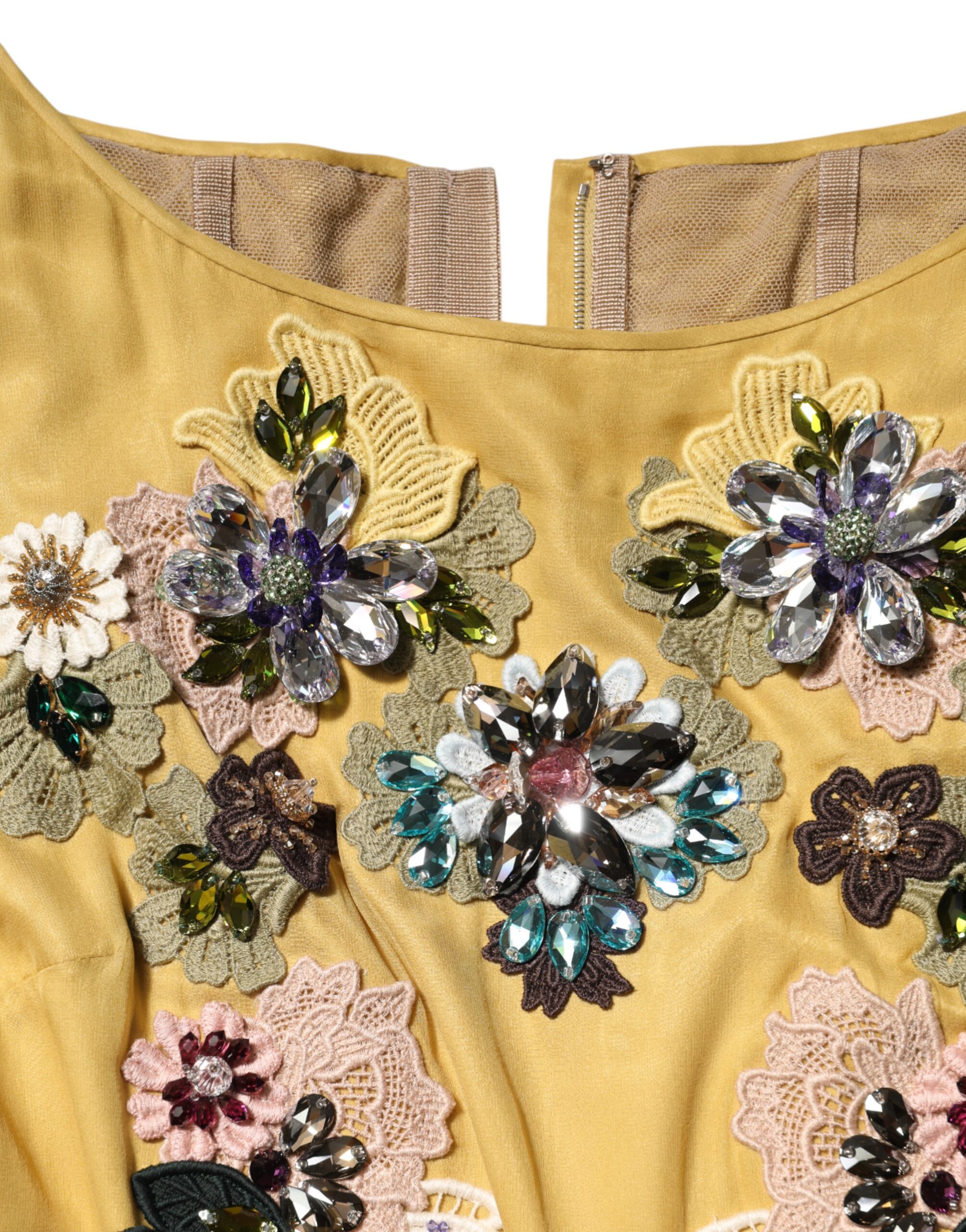 Dolce & Gabbana Yellow Silk Floral Embroidered Maxi Dress - Image 8
