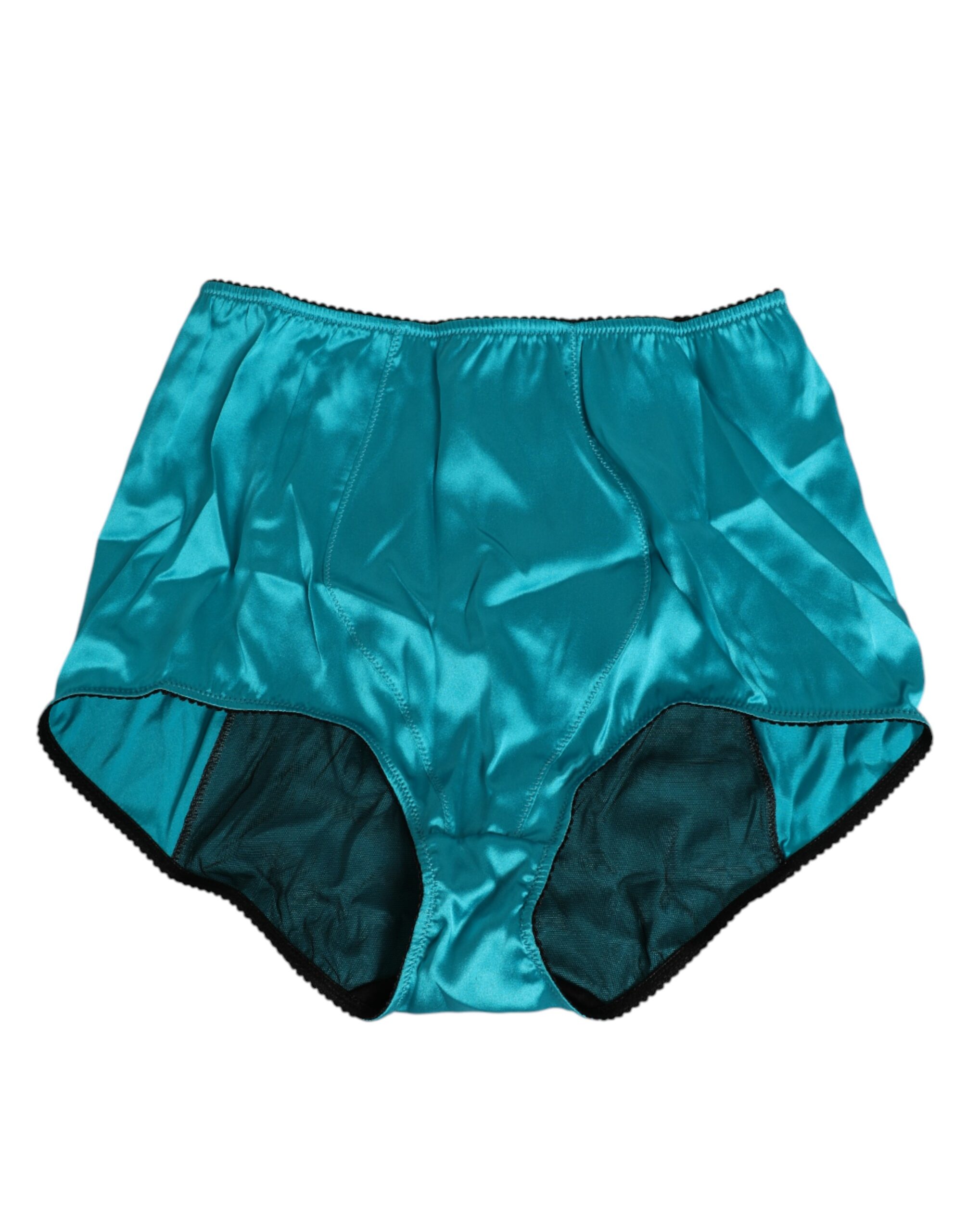 Dolce & Gabbana Aqua Green Satin High-Waist Briefs Underwear - Image 2