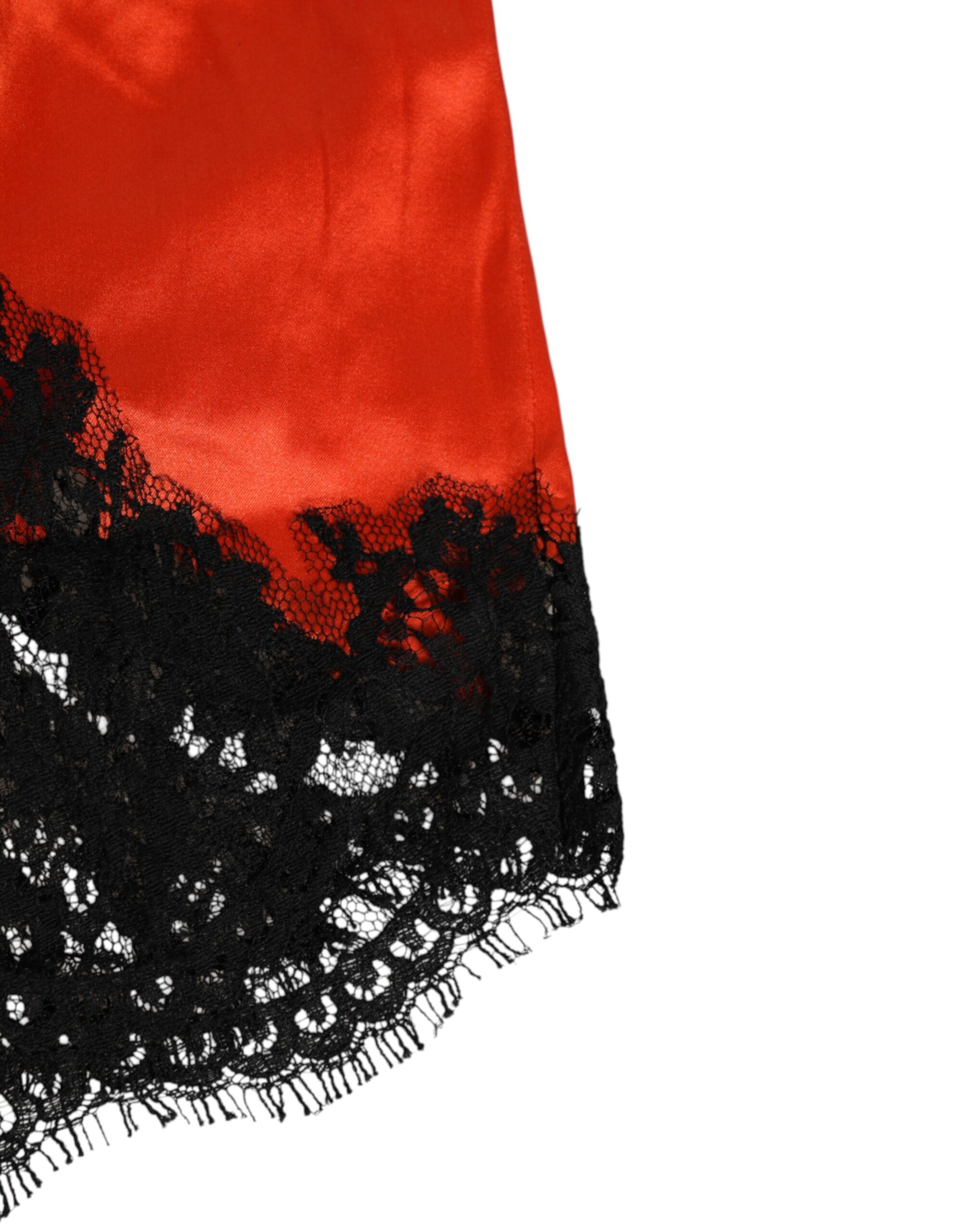 Dolce & Gabbana Red Silk Satin Lace Shorts Underwear - Image 3