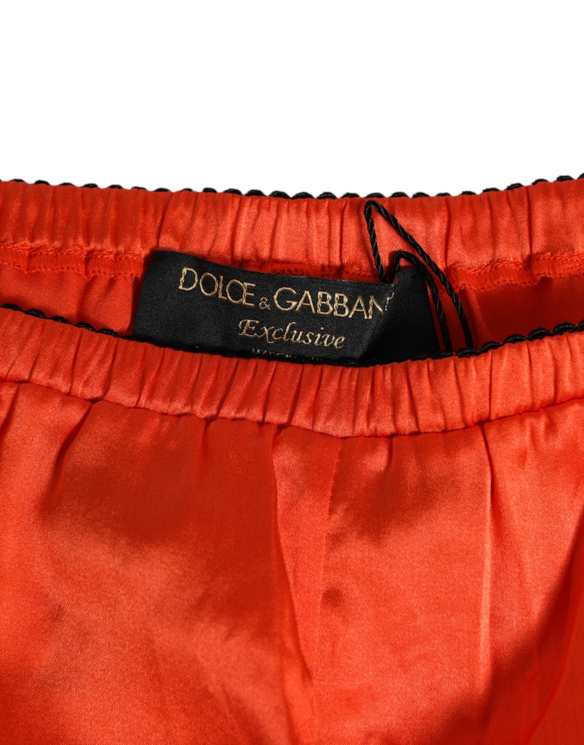 Dolce & Gabbana Red Silk Satin Lace Shorts Underwear - Image 4
