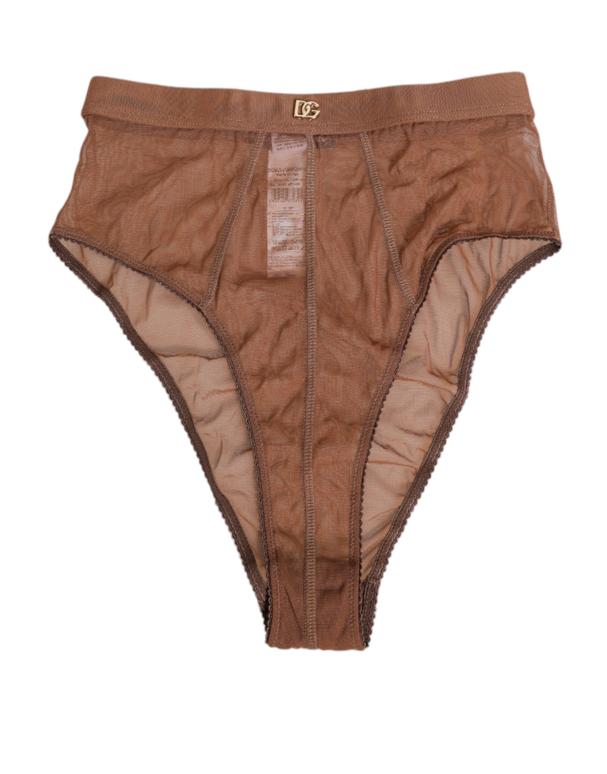 Dolce & Gabbana Brown Sheer Mesh High Waist Briefs Underwear - Image 2