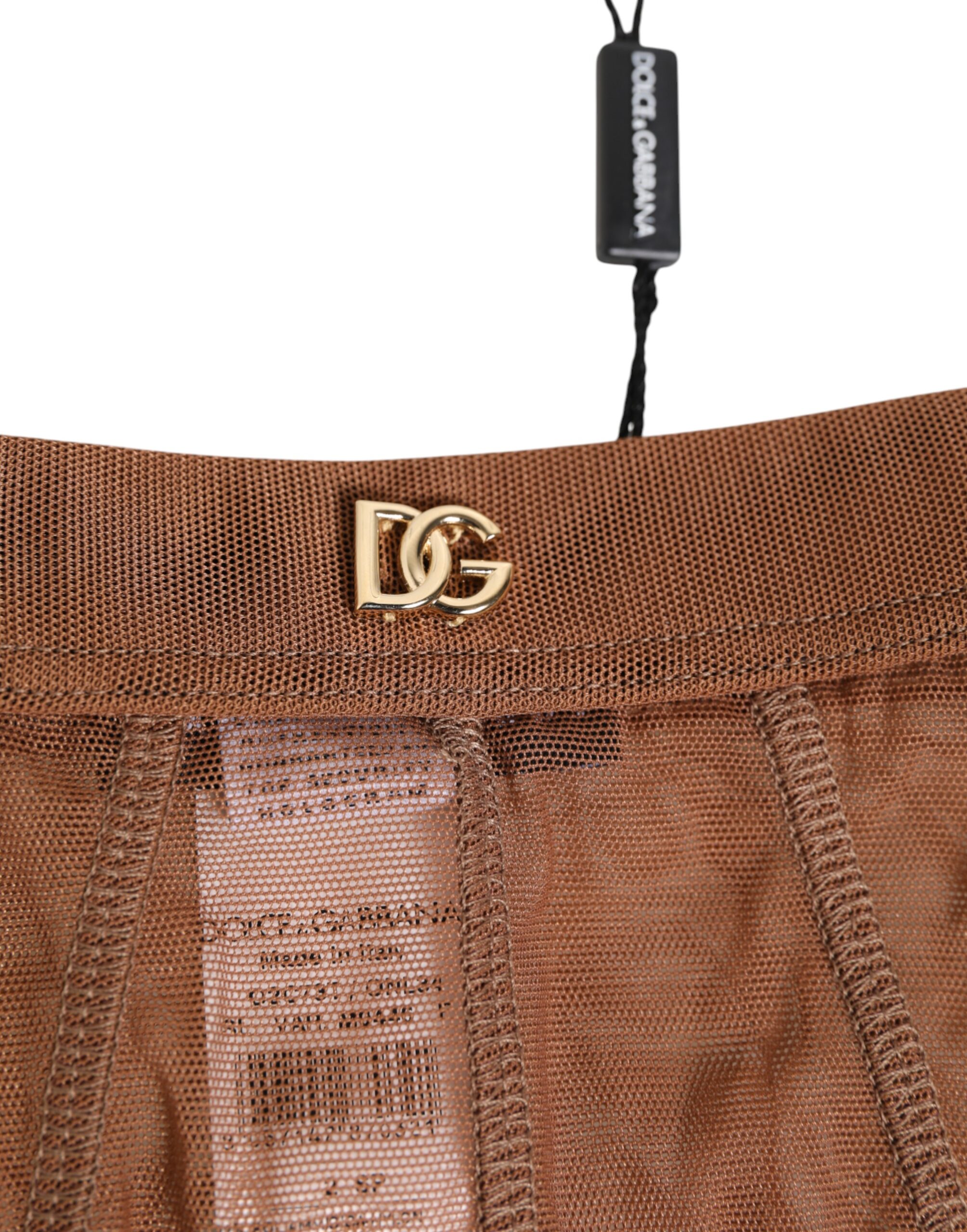 Dolce & Gabbana Brown Sheer Mesh High Waist Briefs Underwear - Image 3