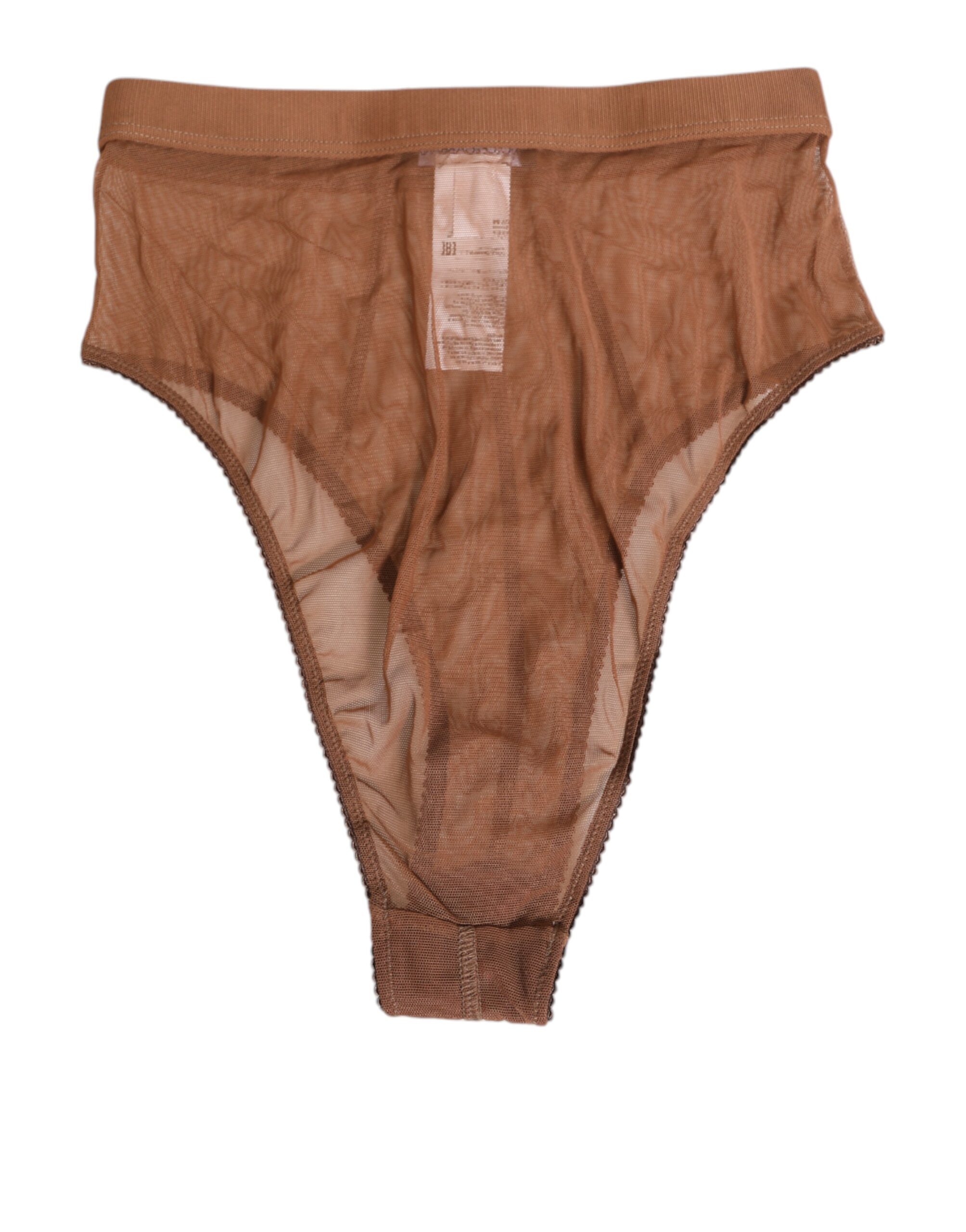 Dolce & Gabbana Brown Sheer Mesh High Waist Briefs Underwear - Image 4