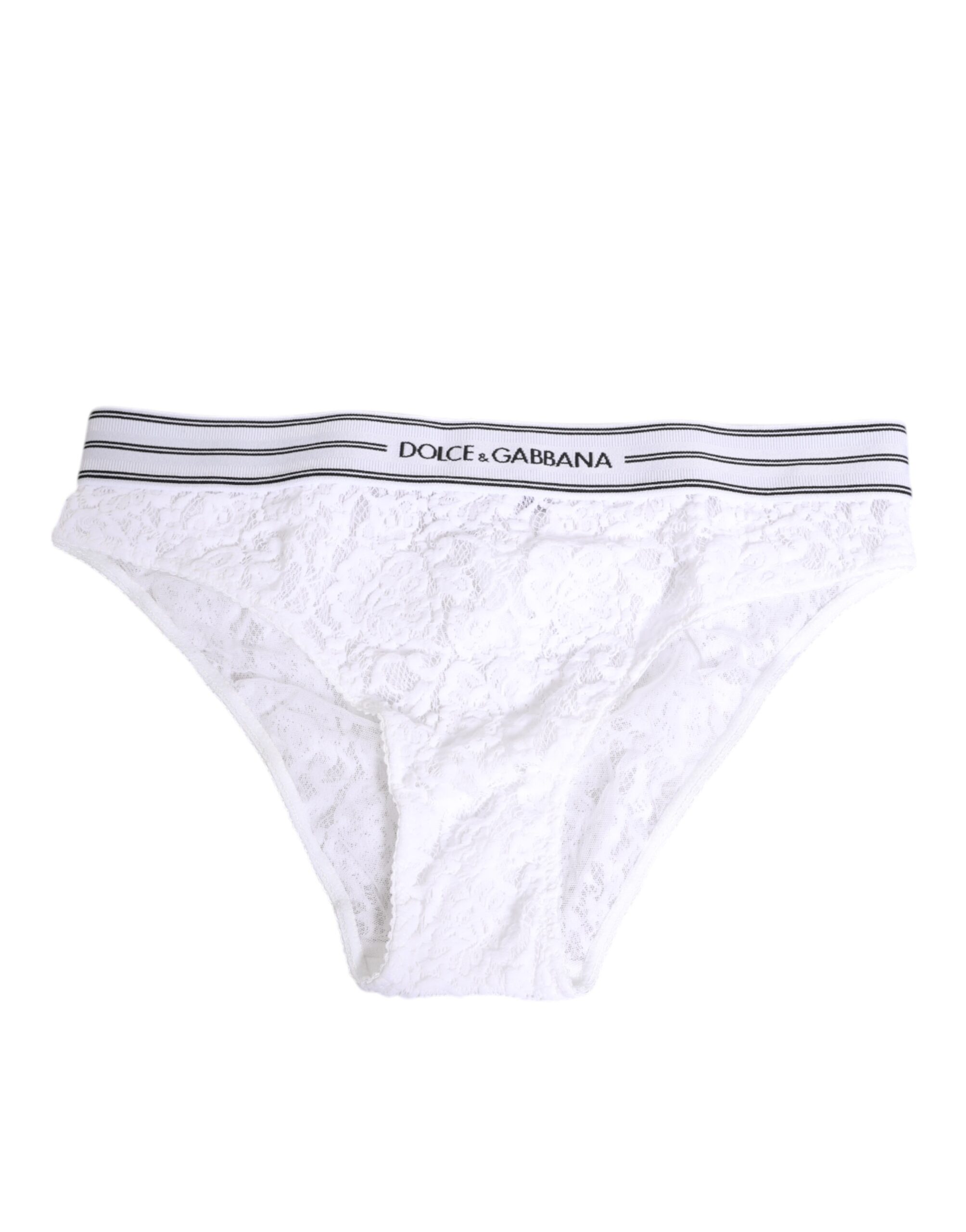 Dolce & Gabbana White Lace Slip Brief Logo Waistband Underwear - Image 2