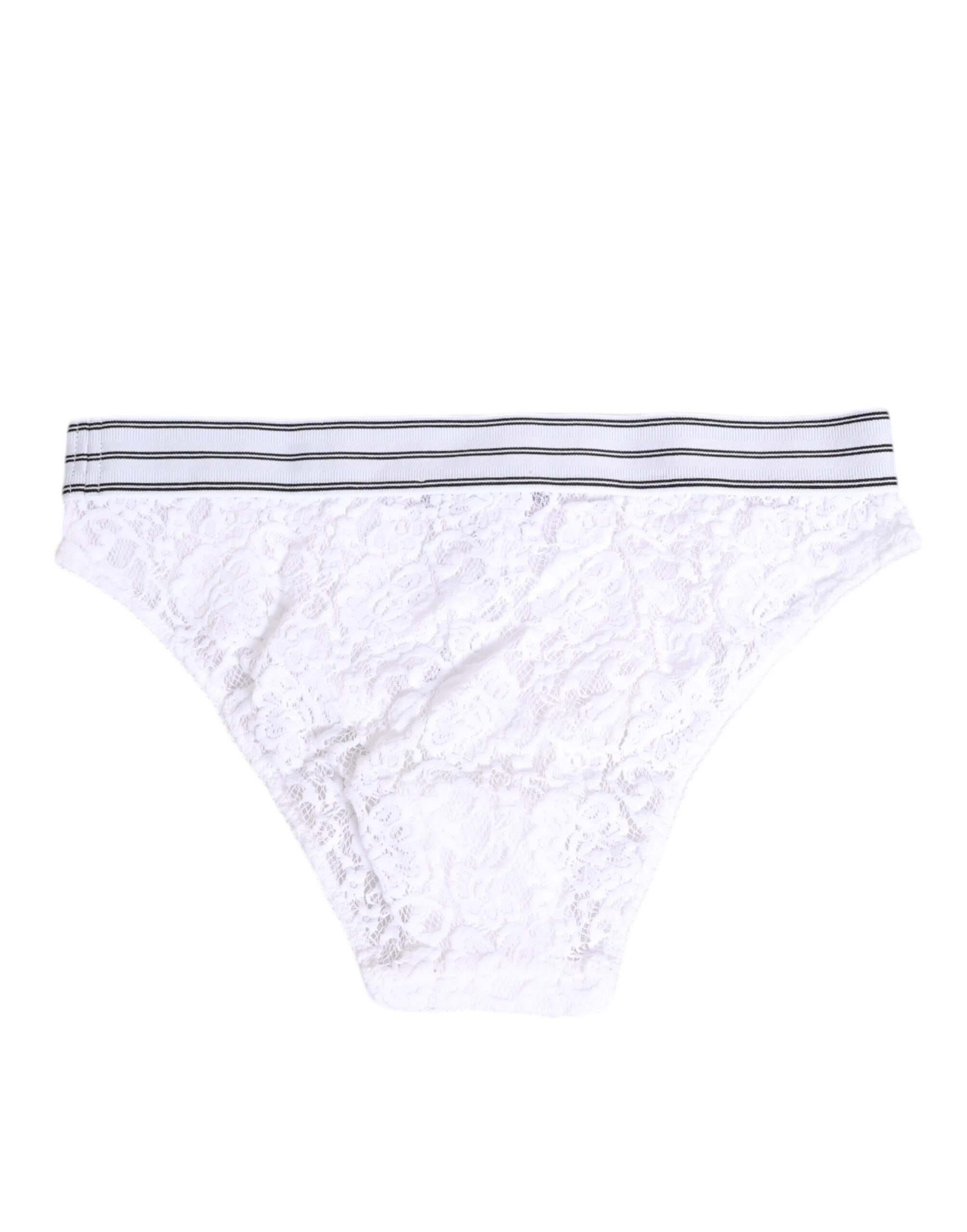 Dolce & Gabbana White Lace Slip Brief Logo Waistband Underwear - Image 5