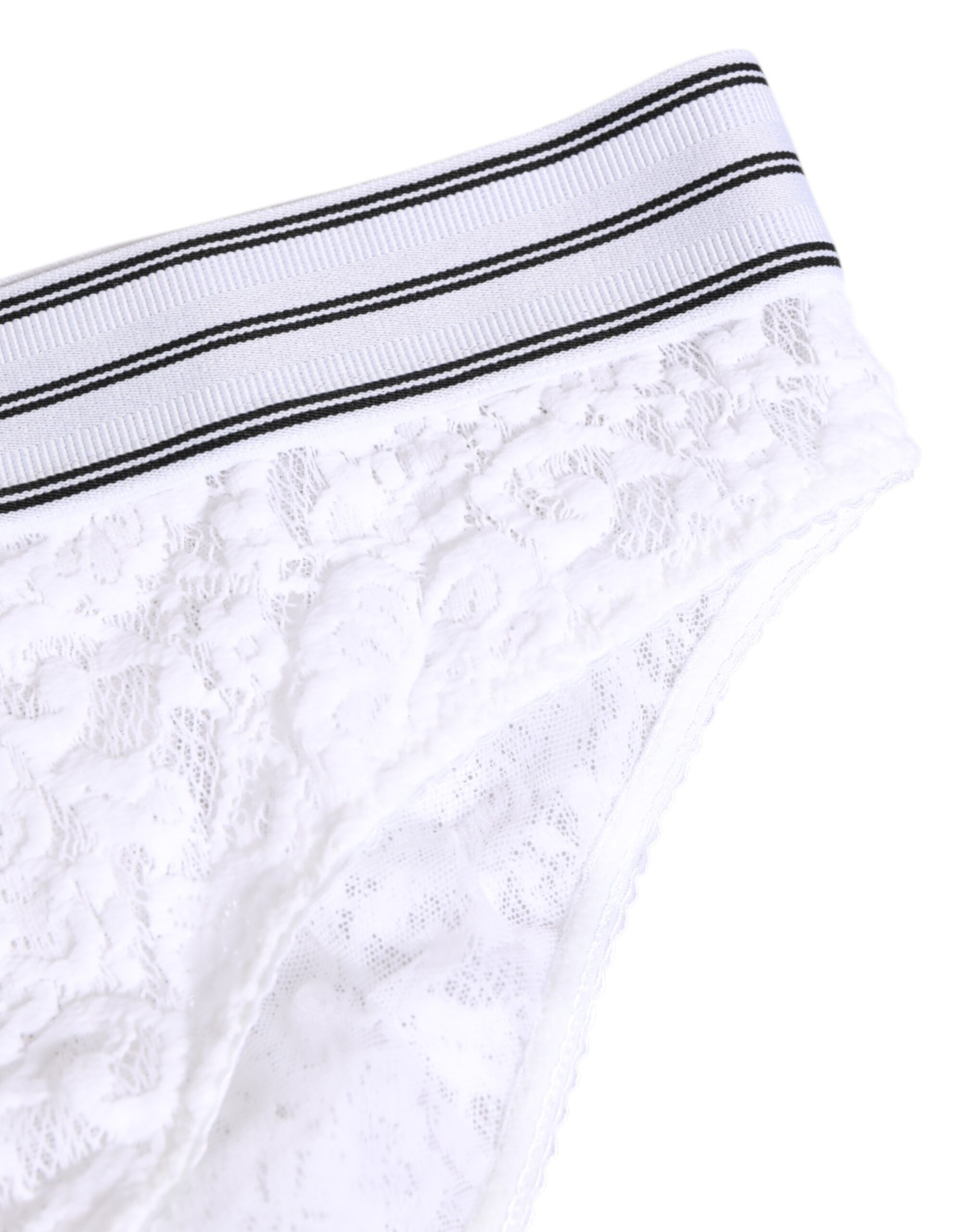 Dolce & Gabbana White Lace Slip Brief Logo Waistband Underwear - Image 6