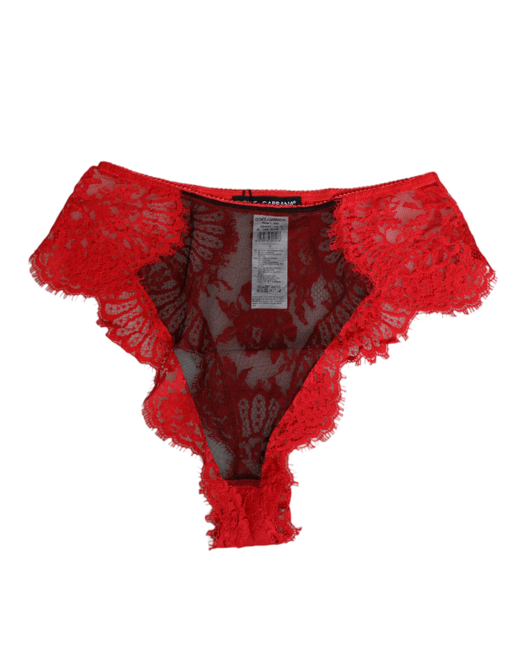 Dolce & Gabbana Red Floral Lace Sheer Briefs Women Underwear - Image 2