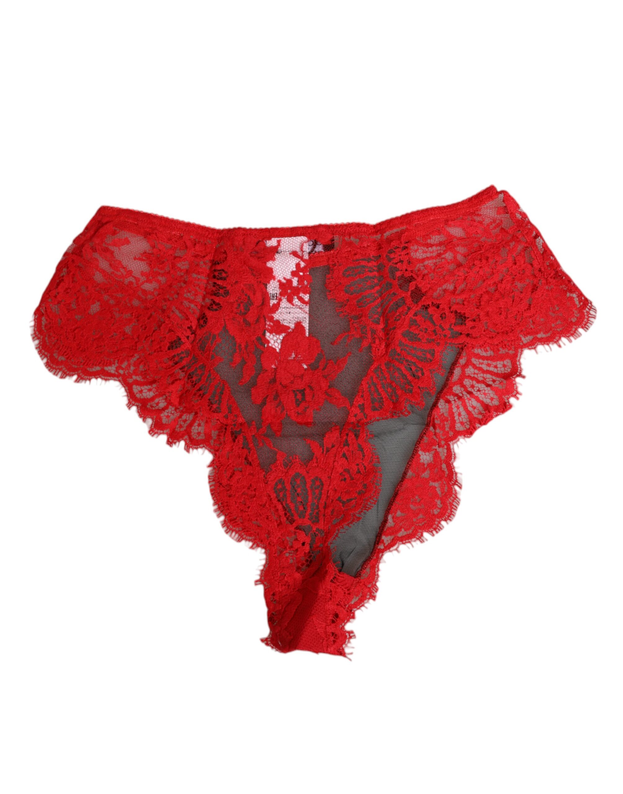 Dolce & Gabbana Red Floral Lace Sheer Briefs Women Underwear - Image 4