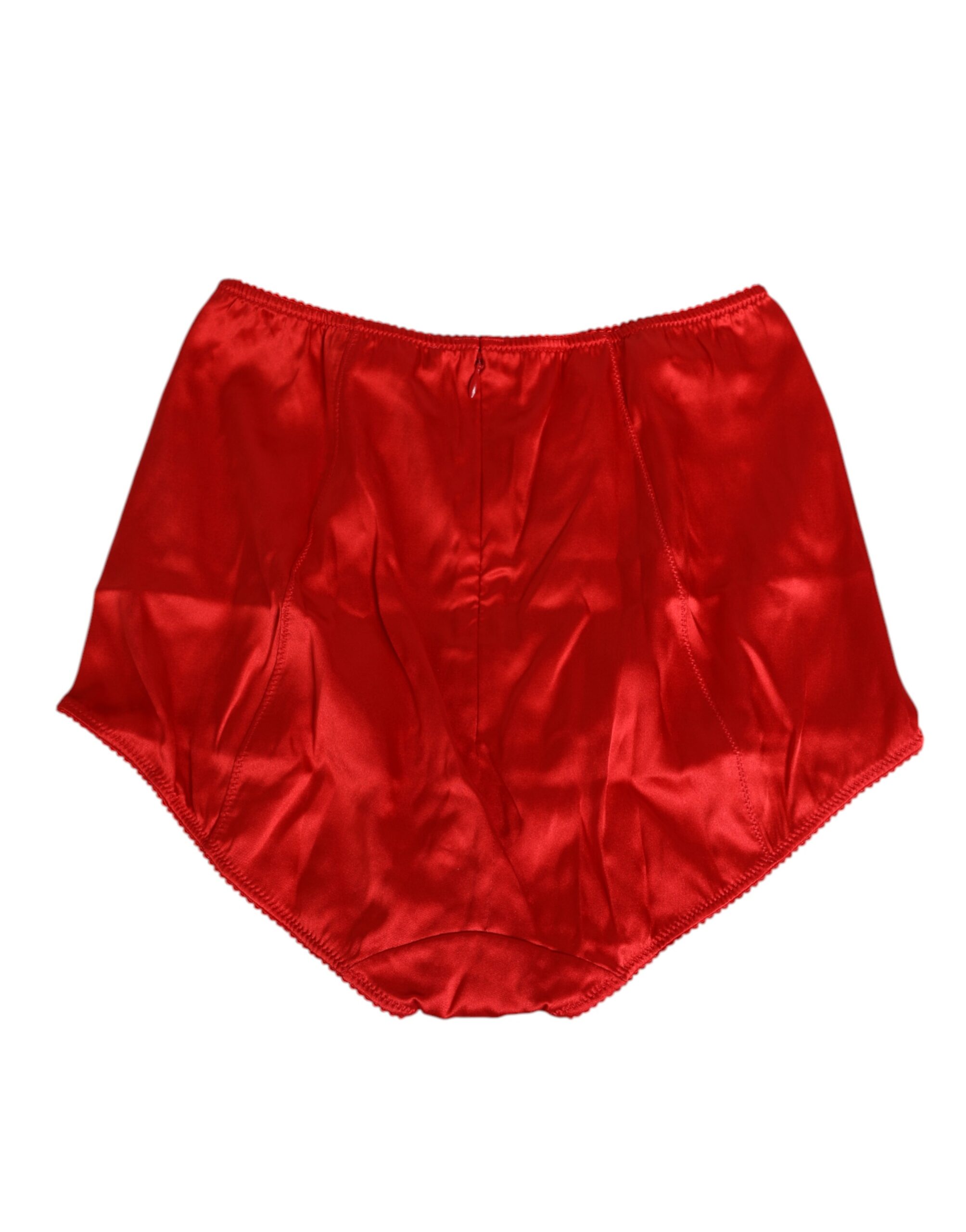Dolce & Gabbana Red Silk Satin High-Waist Briefs Women Underwear - Image 2