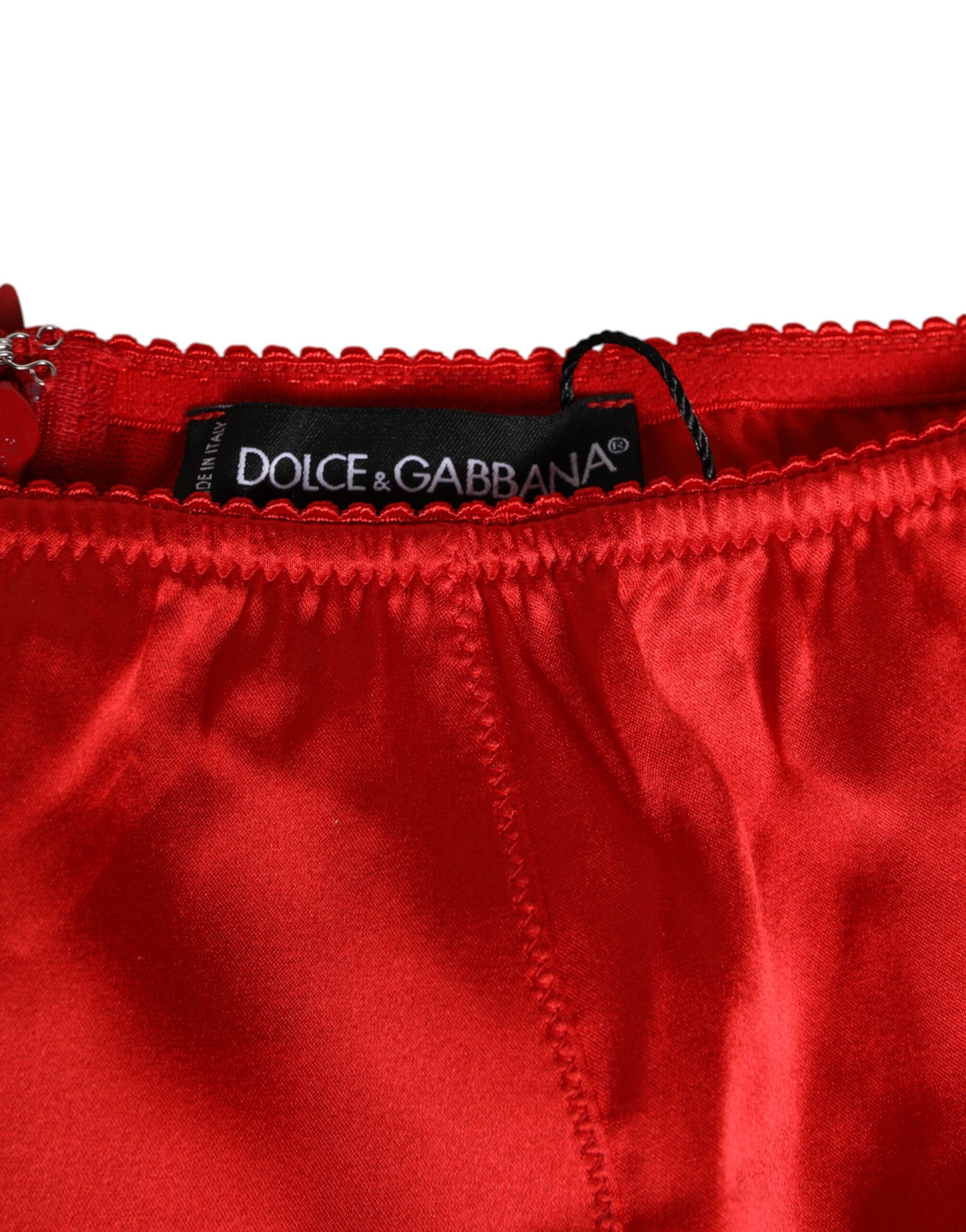 Dolce & Gabbana Red Silk Satin High-Waist Briefs Women Underwear - Image 4