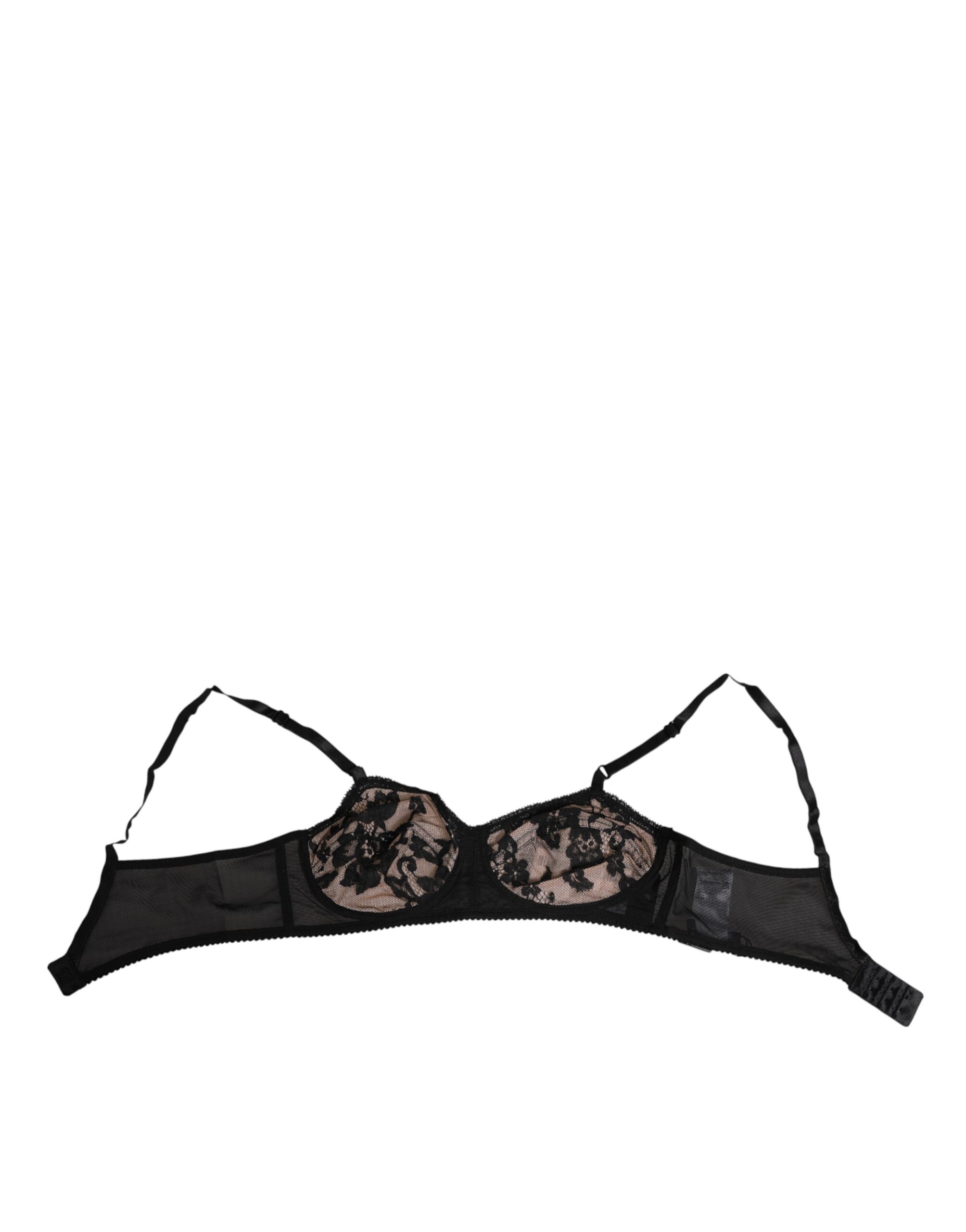 Dolce & Gabbana Black Nude Floral Lace Sheer Bra Underwear - Image 2