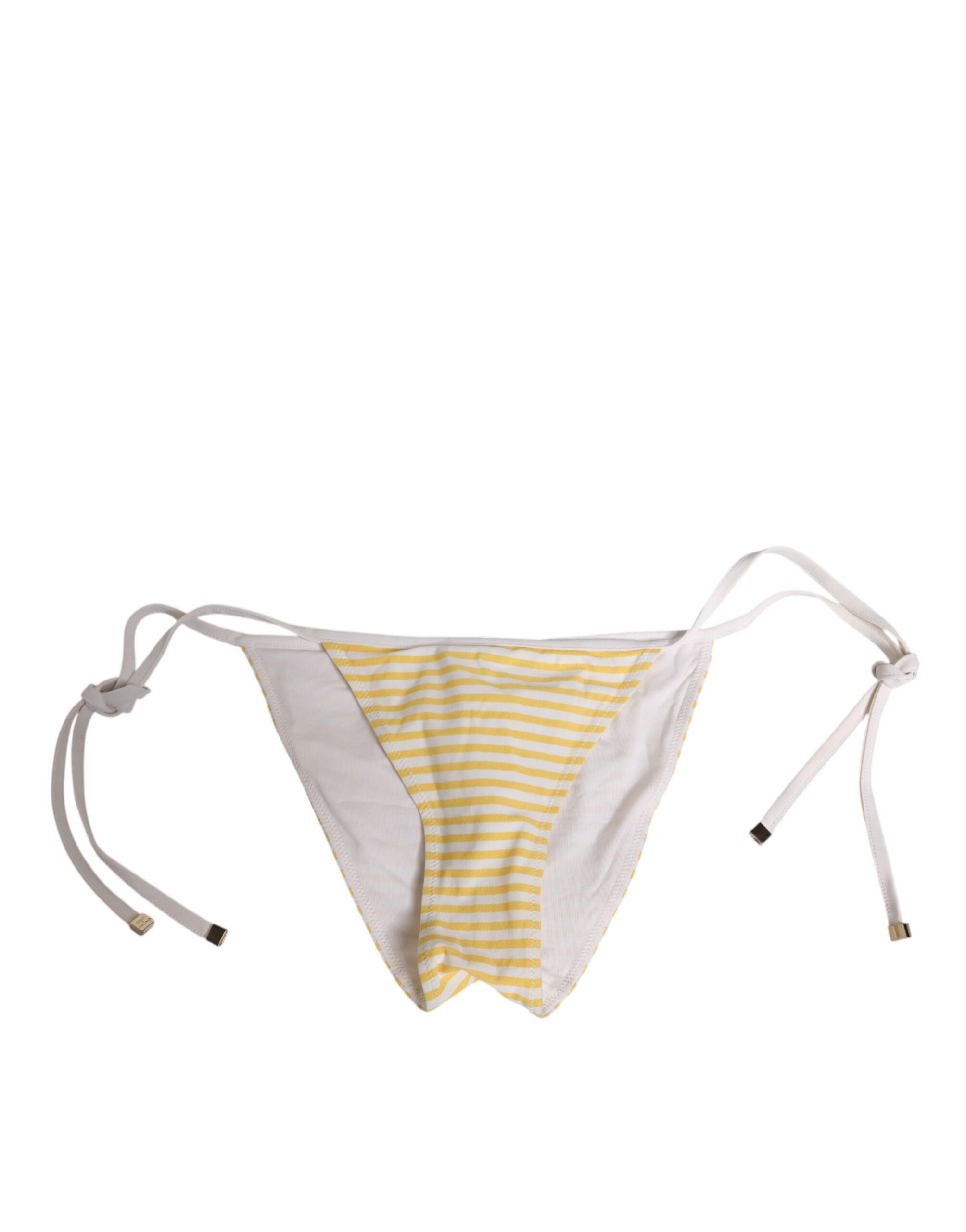 Dolce & Gabbana White Yellow Stripe Tie Side Logo Underwear - Image 2