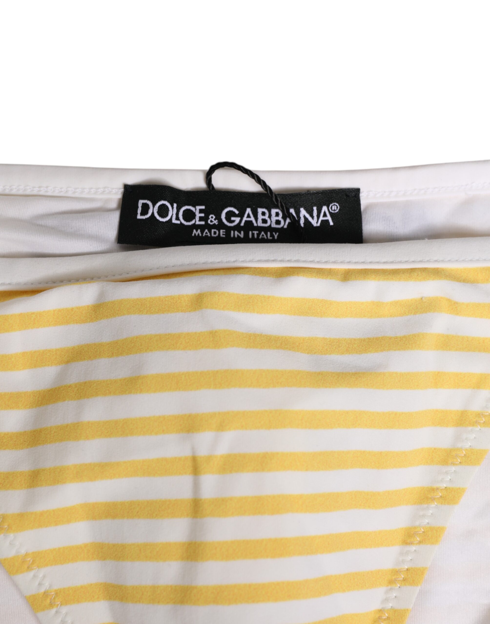 Dolce & Gabbana White Yellow Stripe Tie Side Logo Underwear - Image 4