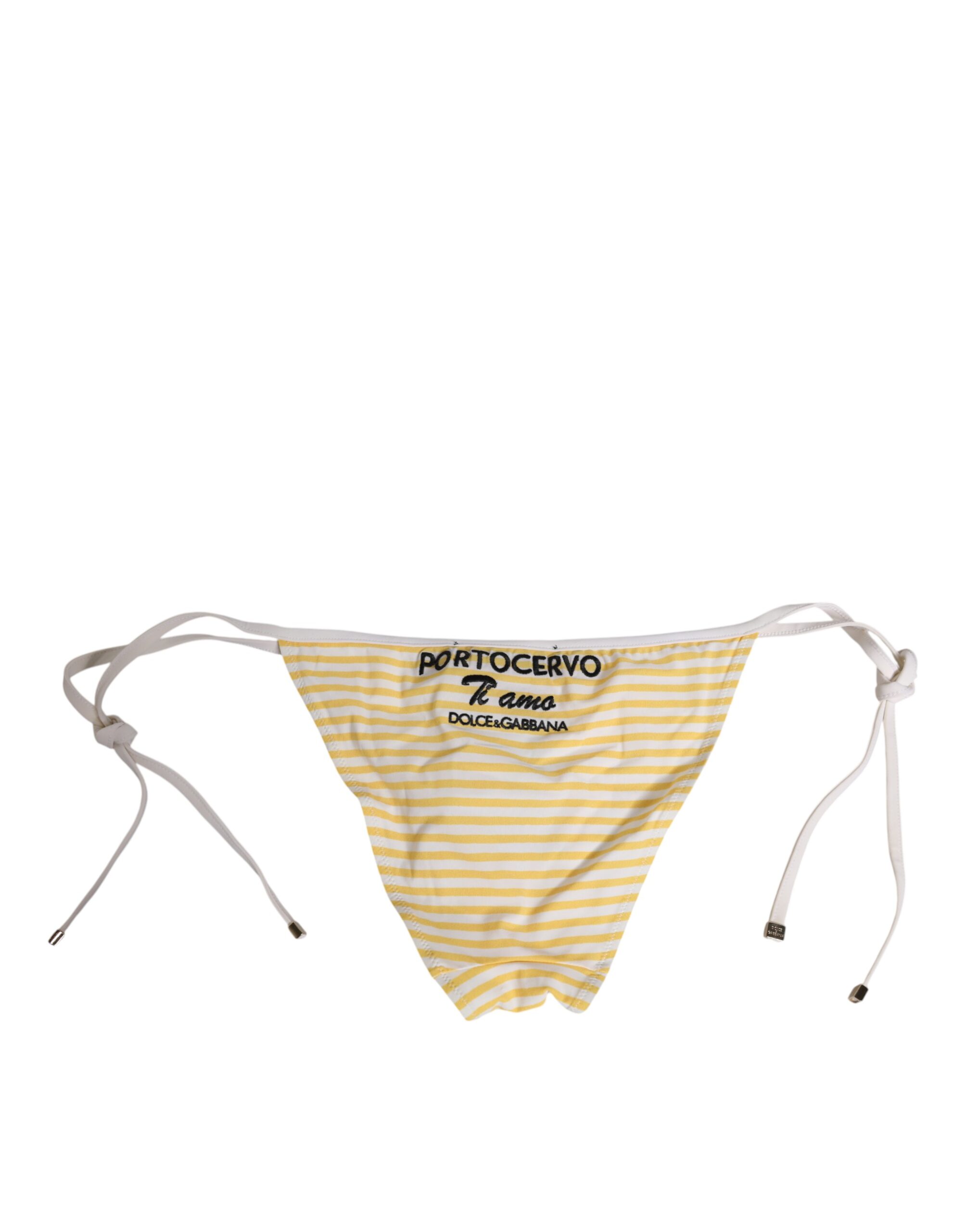 Dolce & Gabbana White Yellow Stripe Tie Side Logo Underwear - Image 5