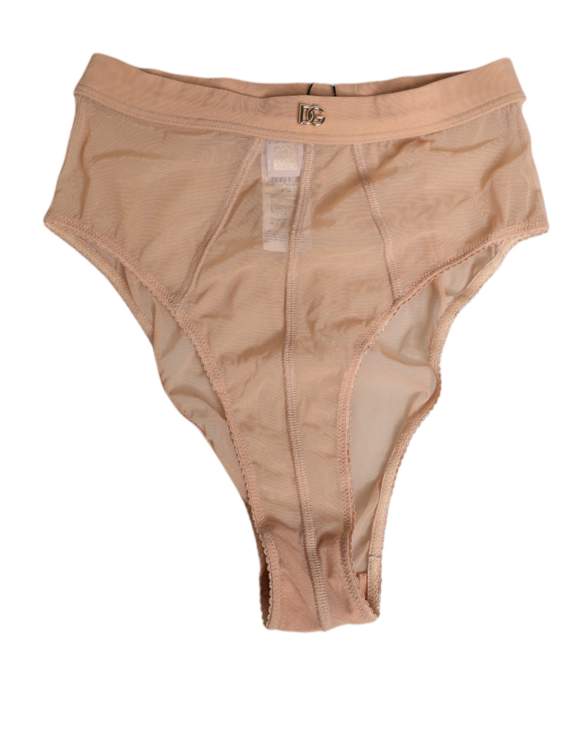 Dolce & Gabbana Beige Sheer Mesh High Waist Briefs Underwear - Image 2