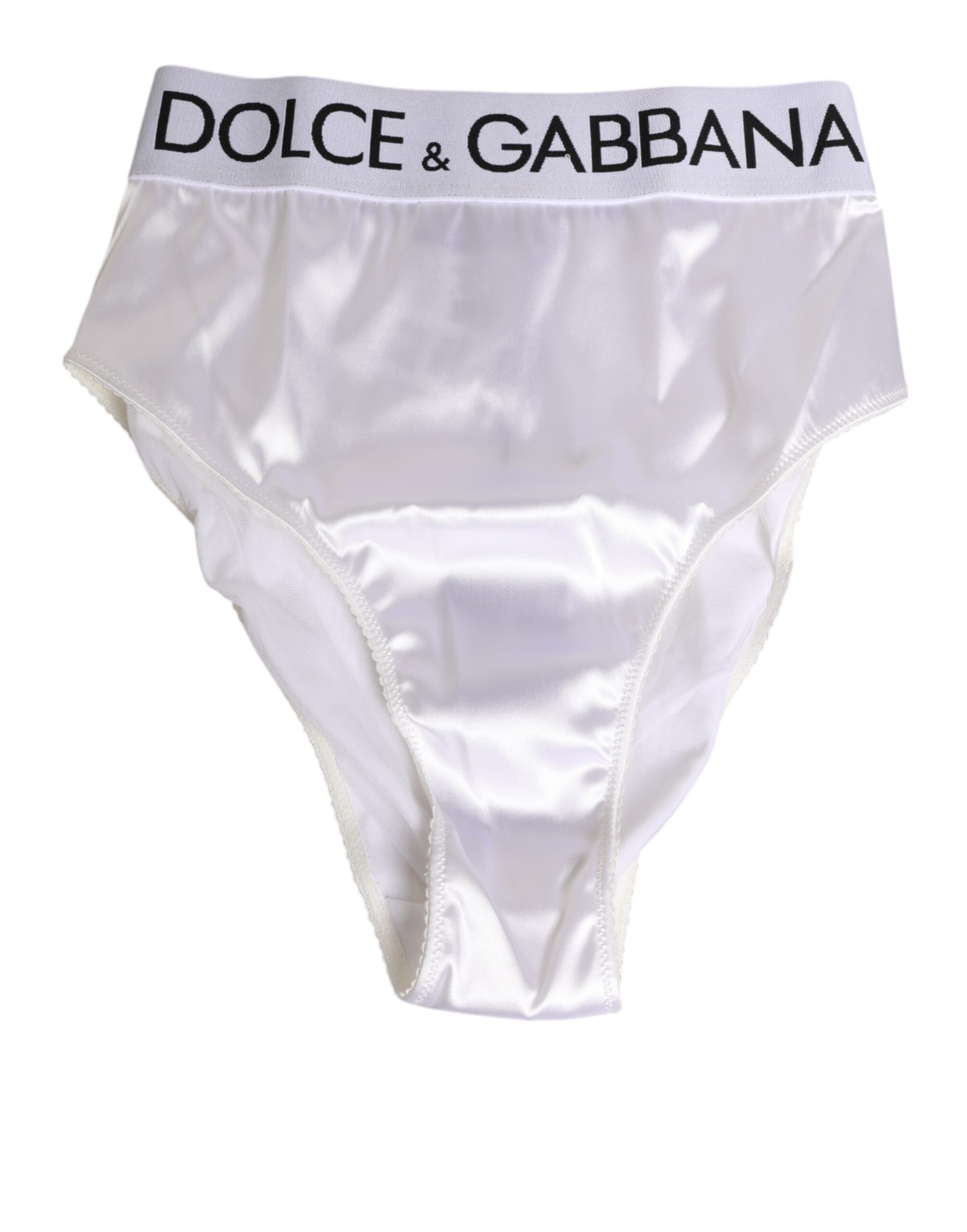 Dolce & Gabbana White Satin High-Waist Brief Logo Women Underwear - Image 2
