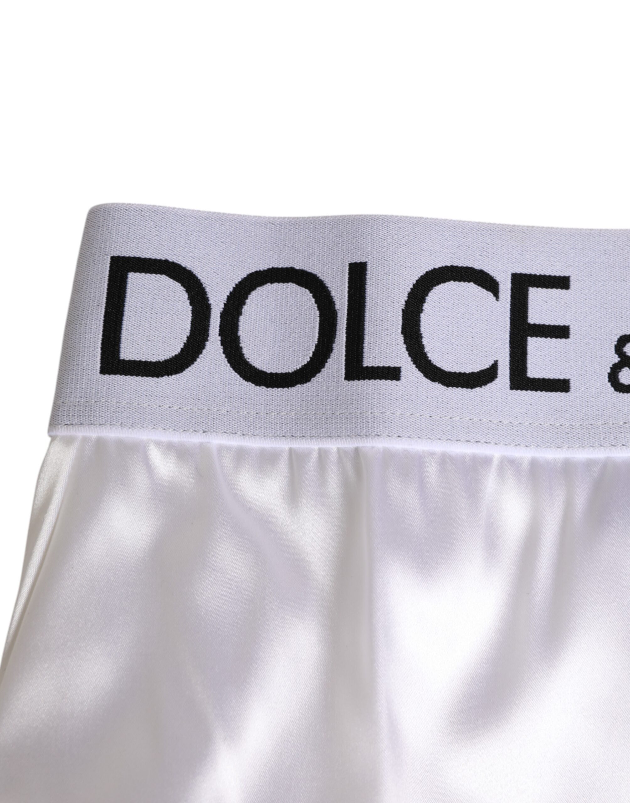 Dolce & Gabbana White Satin High-Waist Brief Logo Women Underwear - Image 3