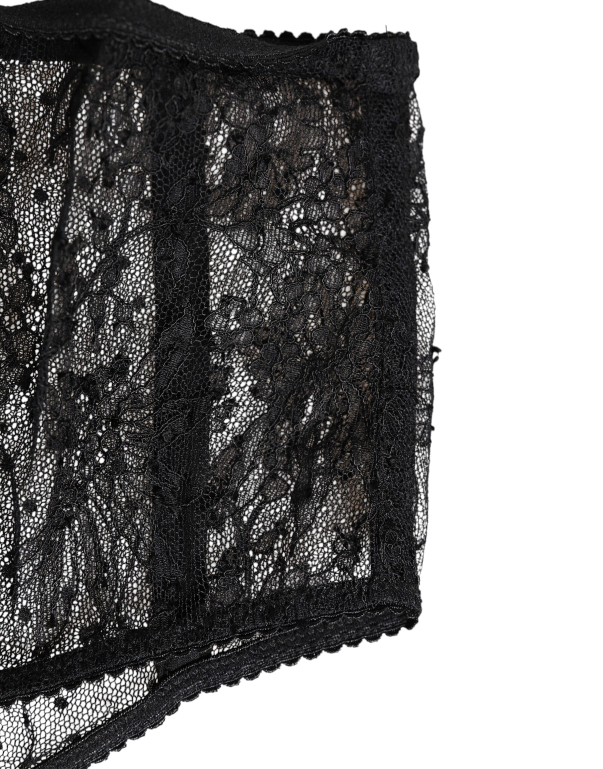 Dolce & Gabbana Black Lace Polka Dot Mesh High Waist Underwear - Image 4