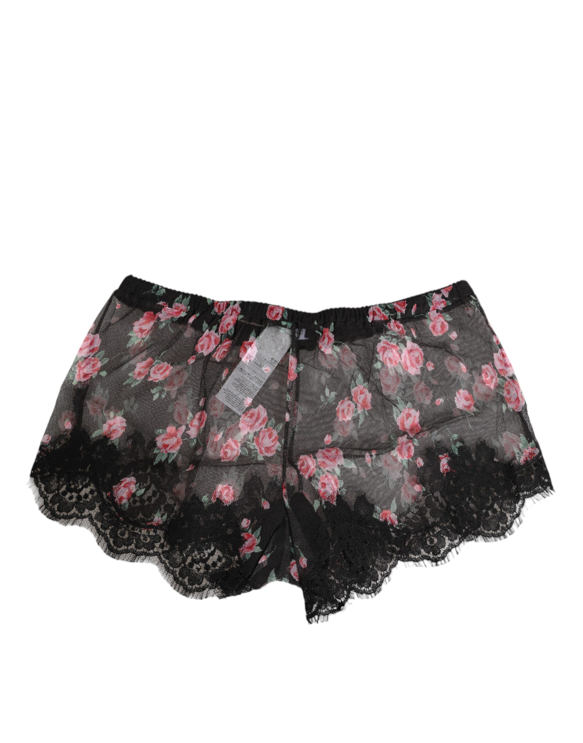Dolce & Gabbana Black Pink Floral Lace Mesh Lingeri Underwear - Image 2