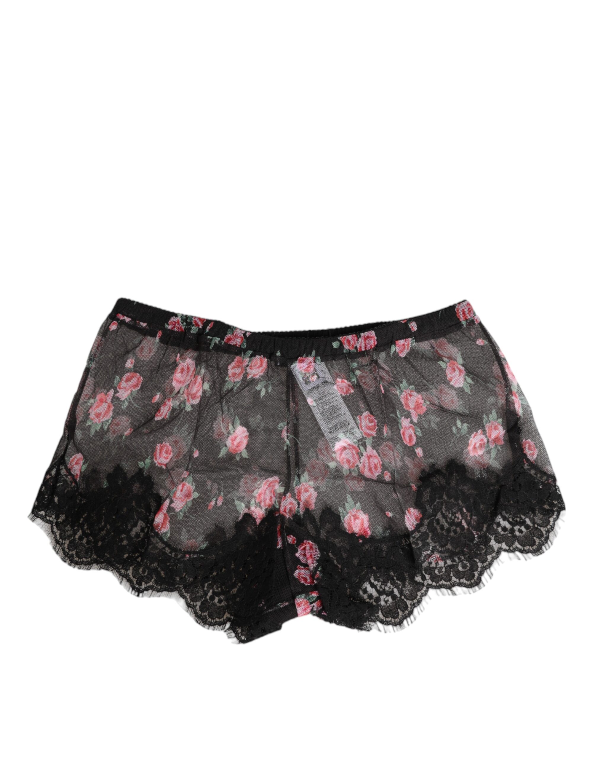Dolce & Gabbana Black Pink Floral Lace Mesh Lingeri Underwear - Image 3