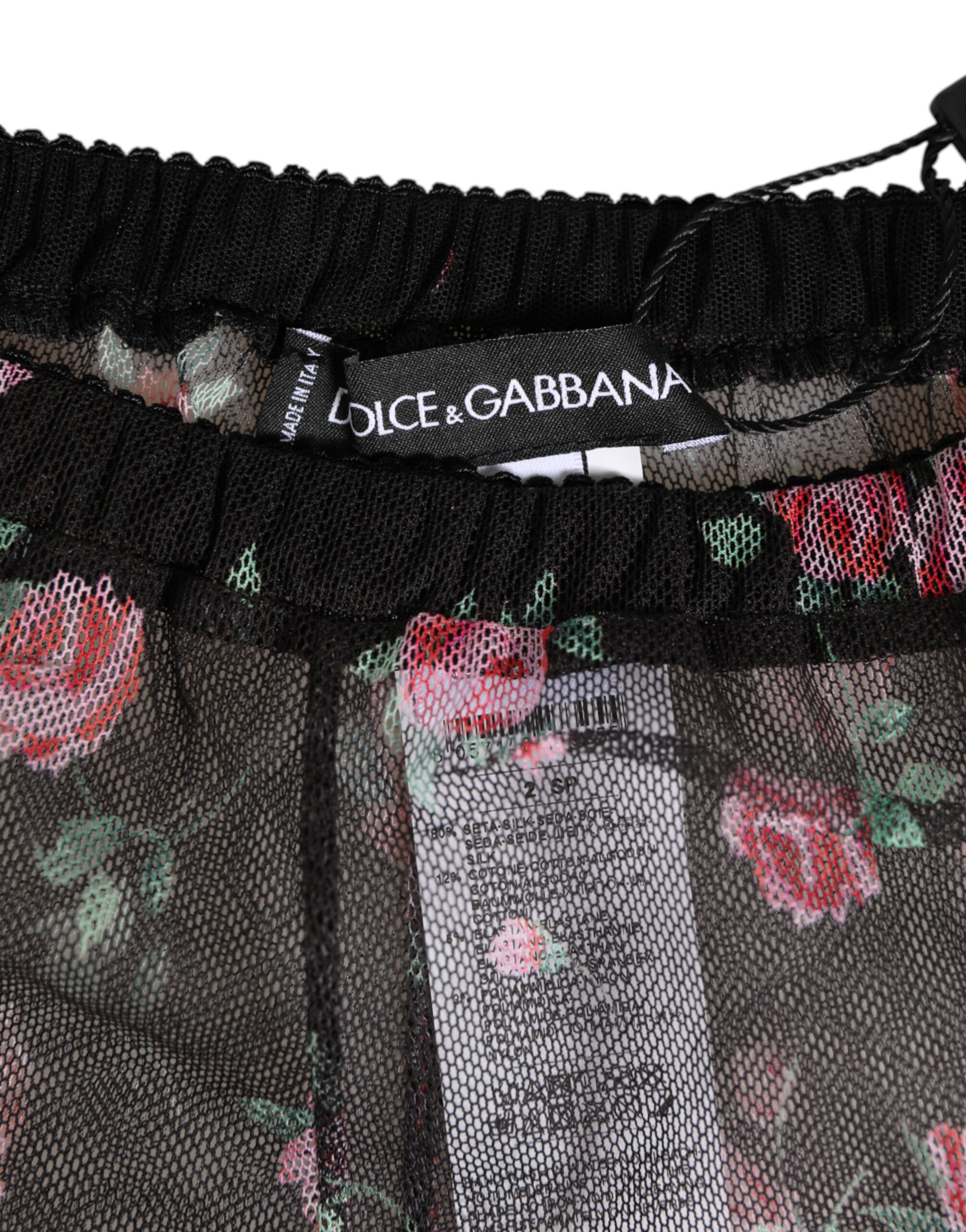 Dolce & Gabbana Black Pink Floral Lace Mesh Lingeri Underwear - Image 4