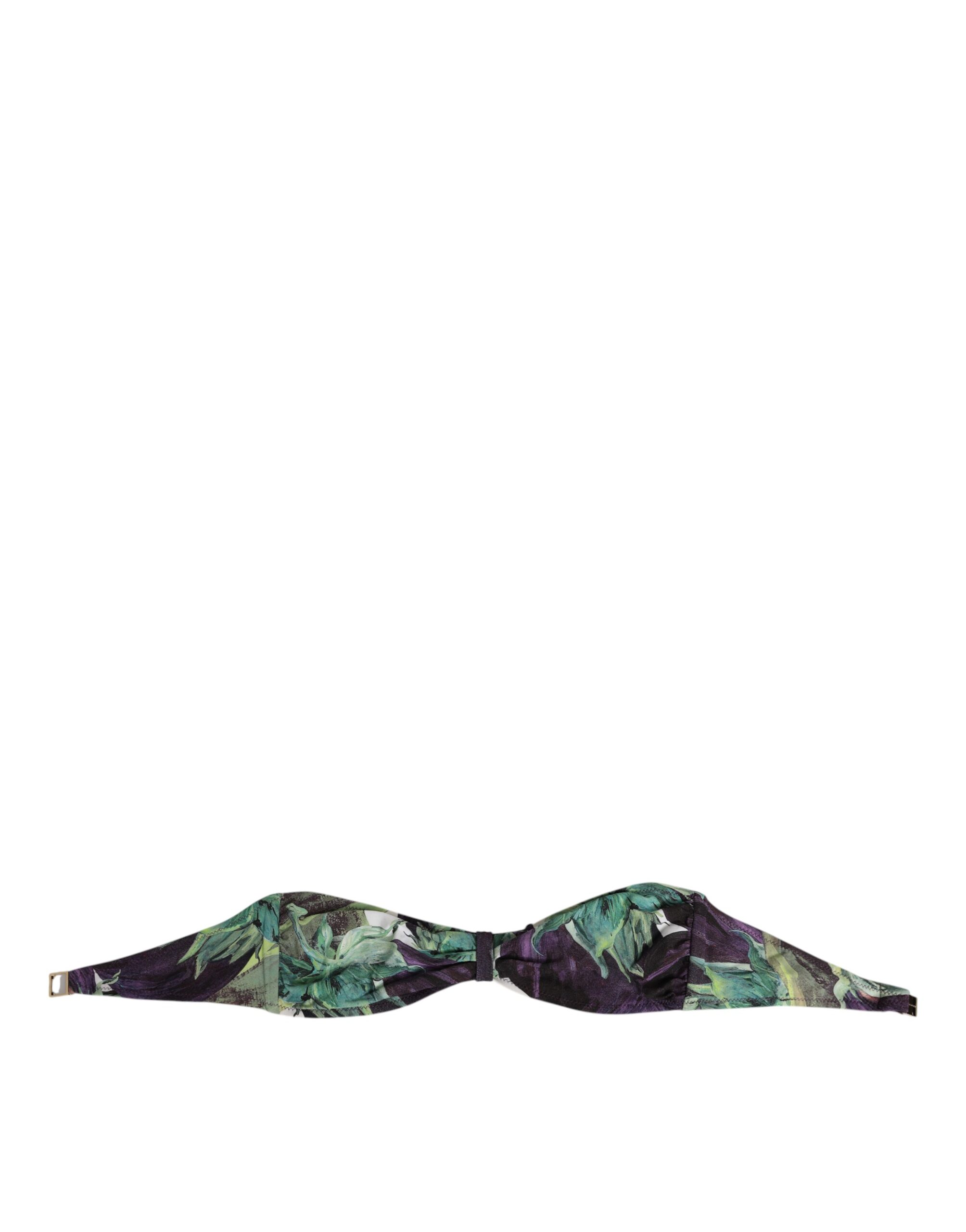 Dolce & Gabbana Purple Green Leaf Print Bandeau Swimwear Underwear - Image 2
