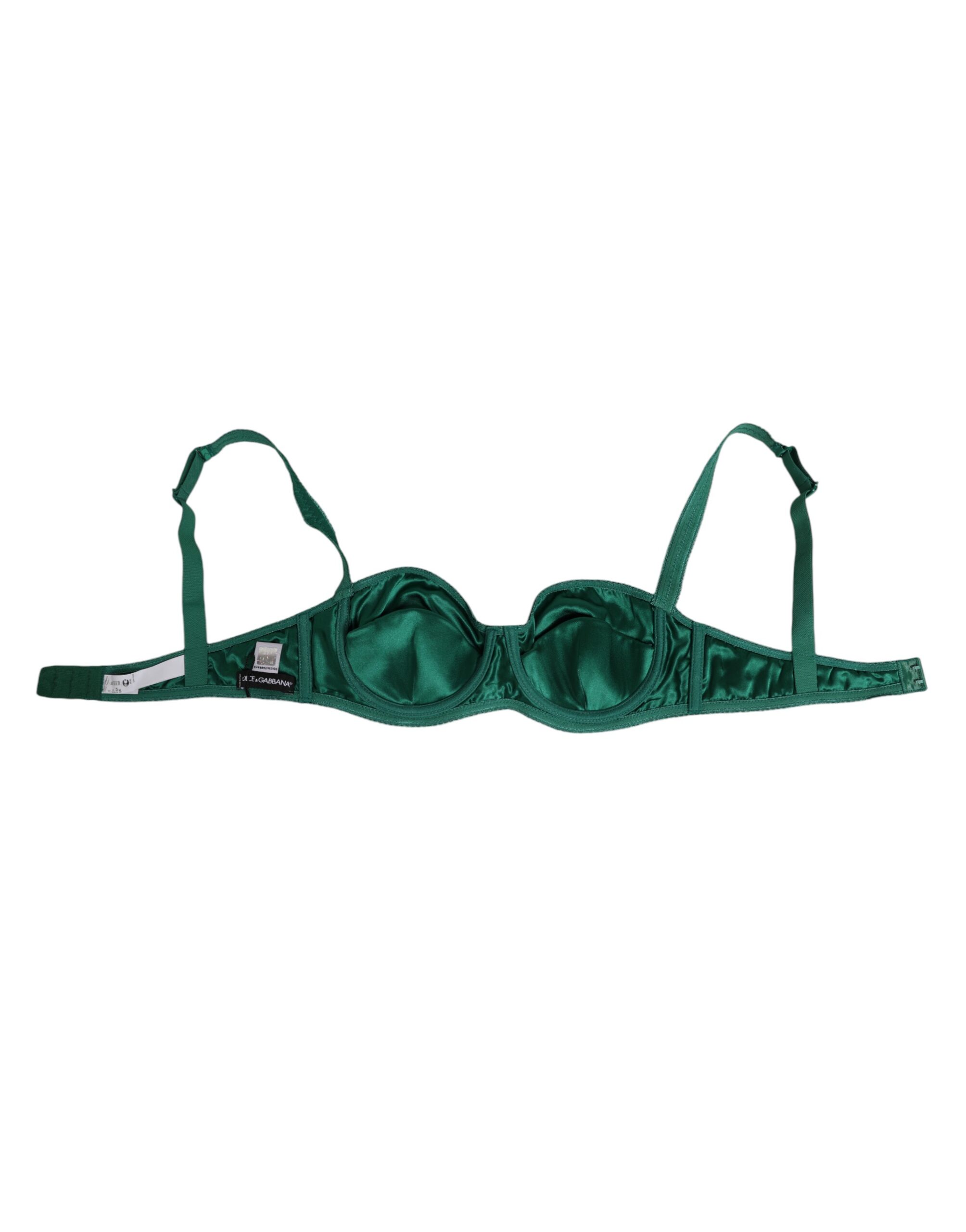 Dolce & Gabbana Green Satin Semi-Padded Underwire Musk Underwear - Image 3